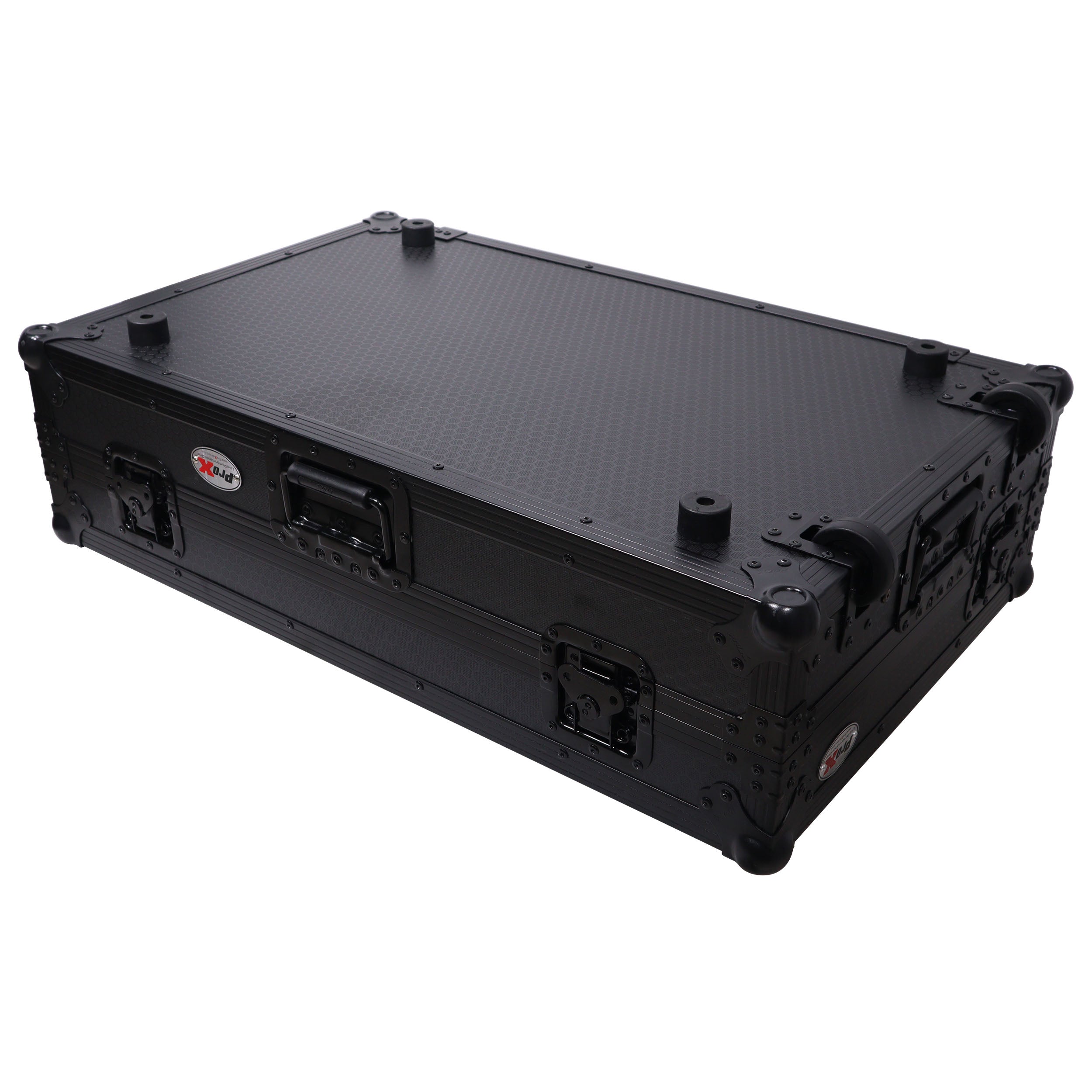 ATA Flight Style Road Case For Pioneer DDJ-FLX10 or DDJ-GRV6 with Laptop Shelf 1U Rack Space Wheels and LED Black Finish