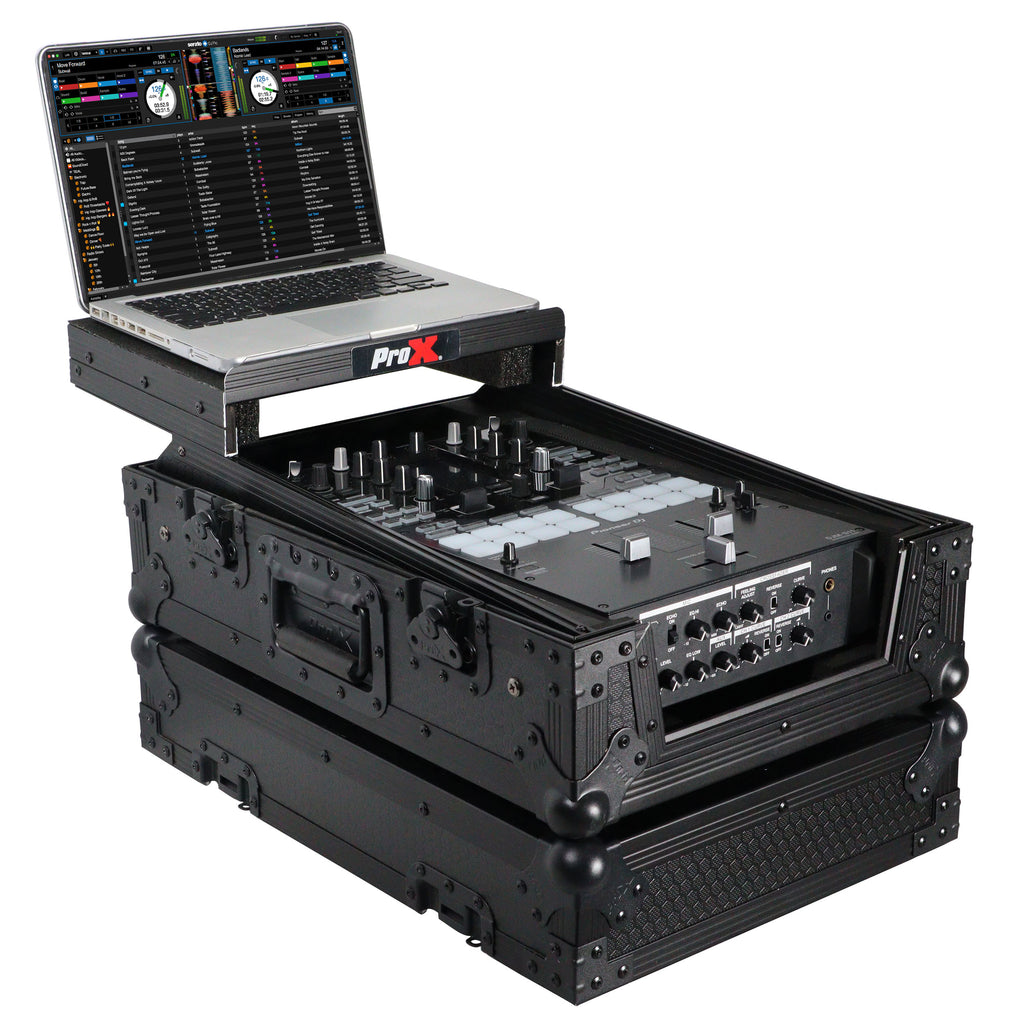 Flight Case for Pioneer DJM-S11 Mixer with Sliding Laptop Shelf | Black on Black