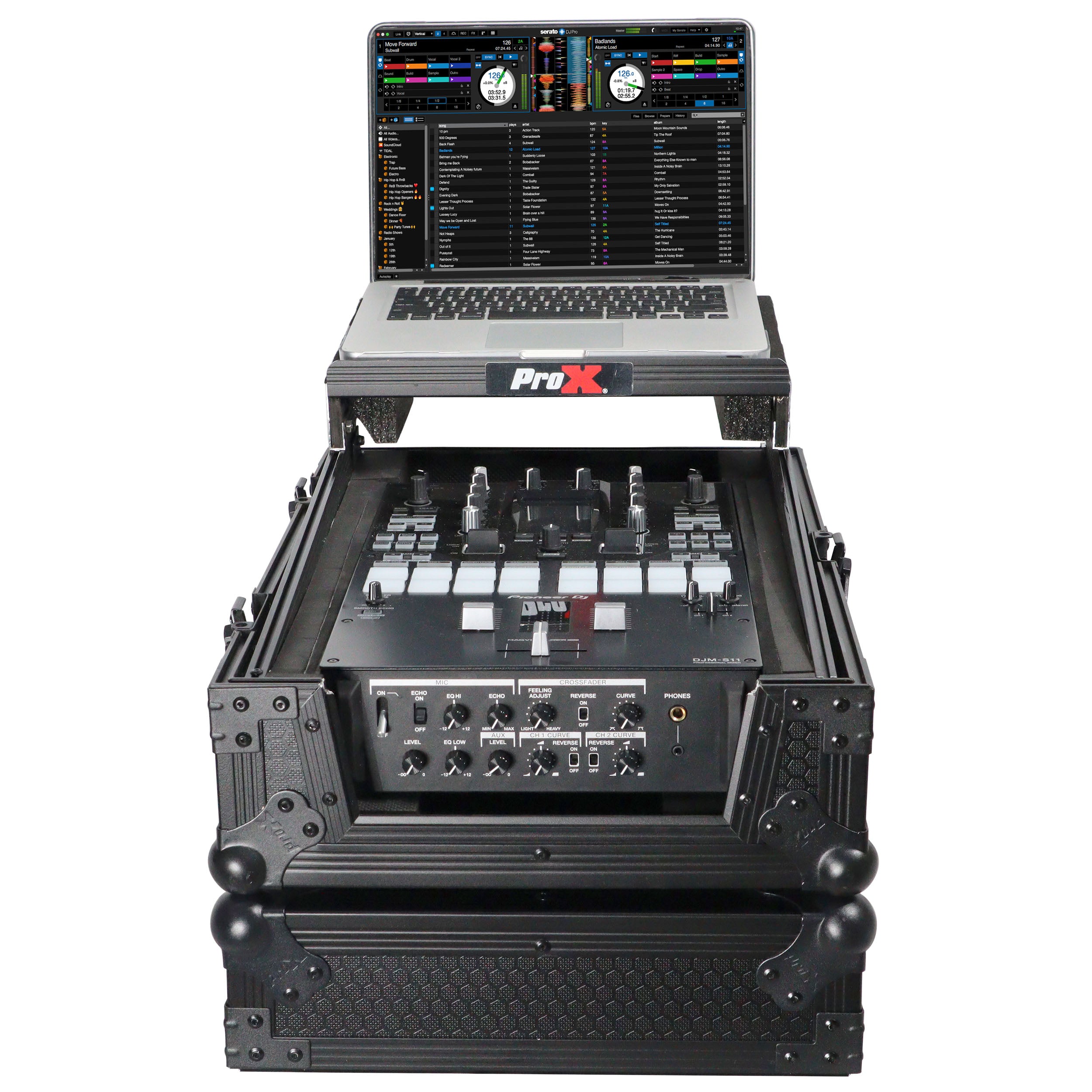 Flight Case for Pioneer DJM-S11 Mixer with Sliding Laptop Shelf | Black on Black