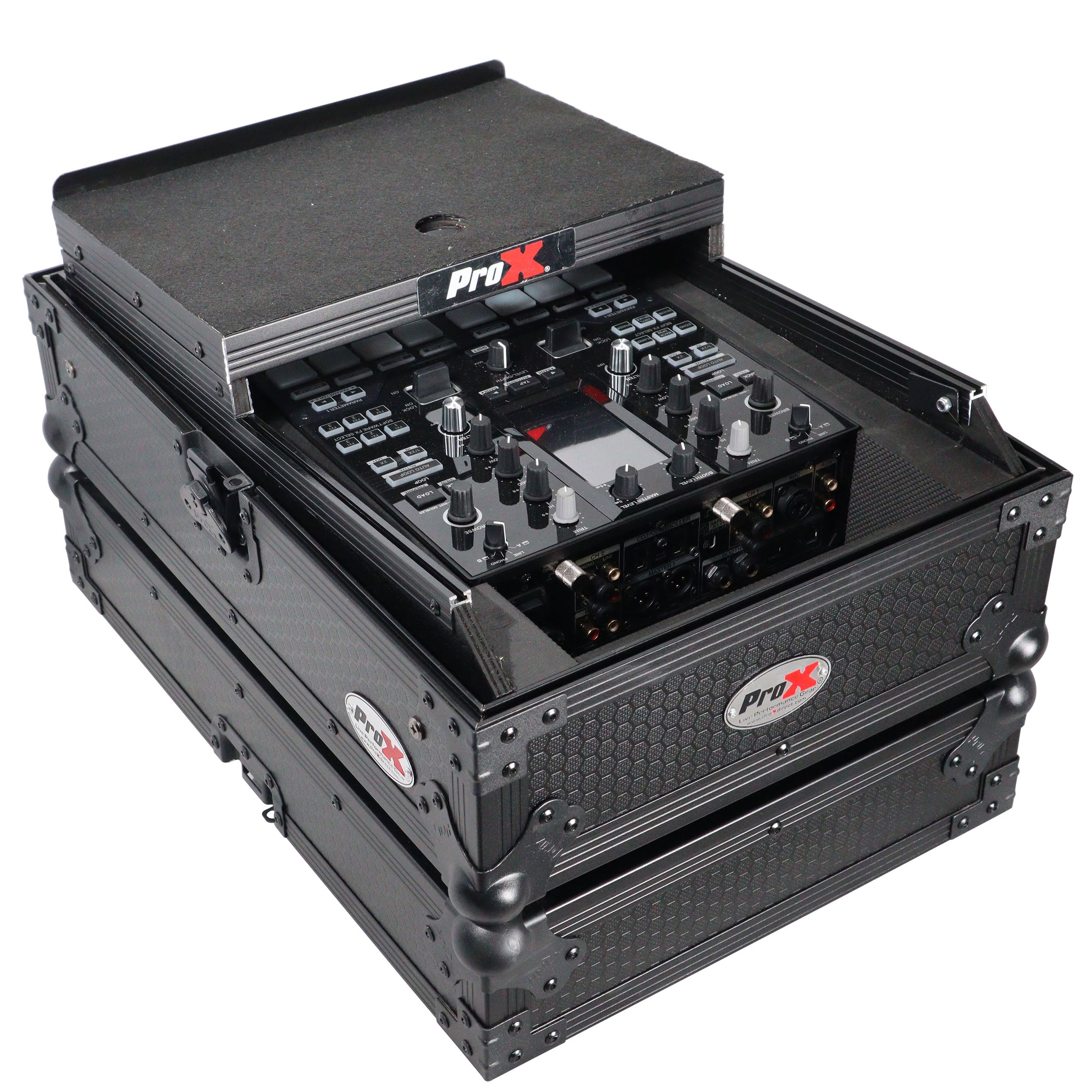 Flight Case for Pioneer DJM-S11 Mixer with Sliding Laptop Shelf | Black on Black