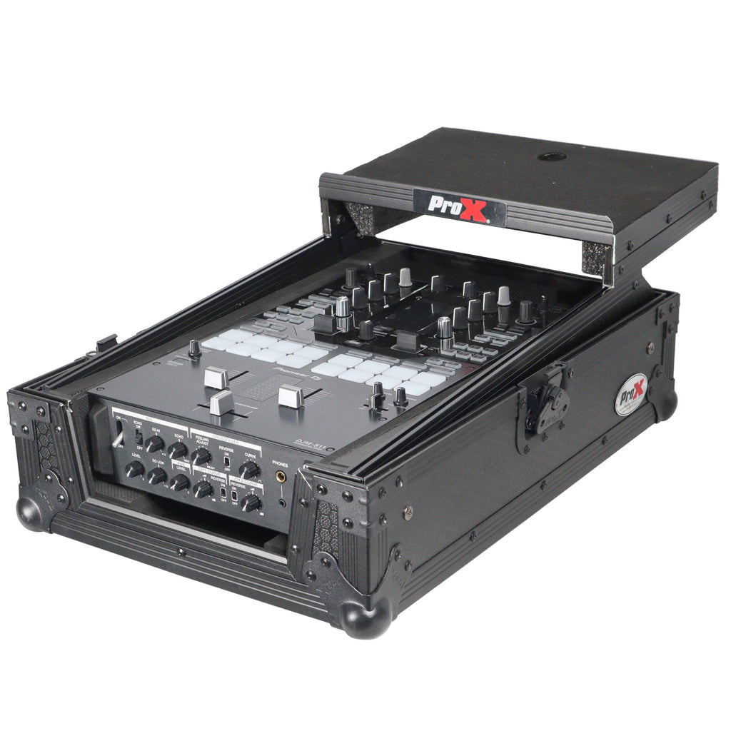 Flight Case for Pioneer DJM-S11 Mixer with Sliding Laptop Shelf | Black on Black