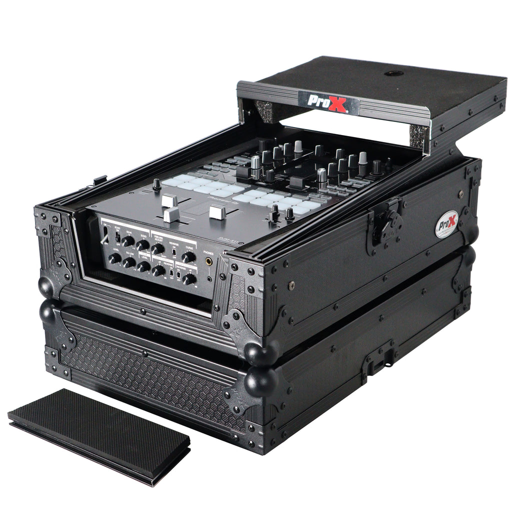 Flight Case for Pioneer DJM-S11 Mixer with Sliding Laptop Shelf | Black on Black