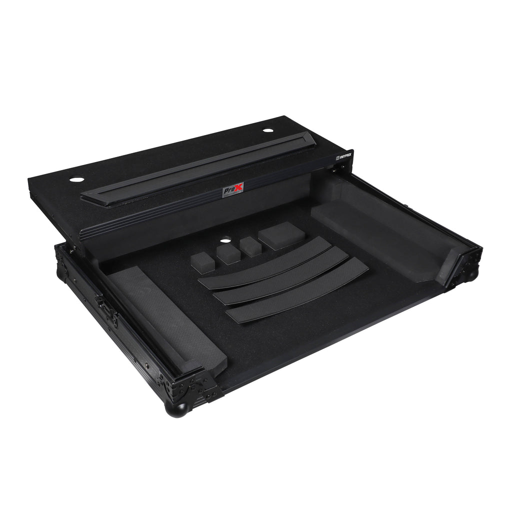 Pioneer DDJ-FLX10 or DDJ-GRV6 with Sliding Laptop Shelf ATA Flight Style Road Case Black Finish Slim Case