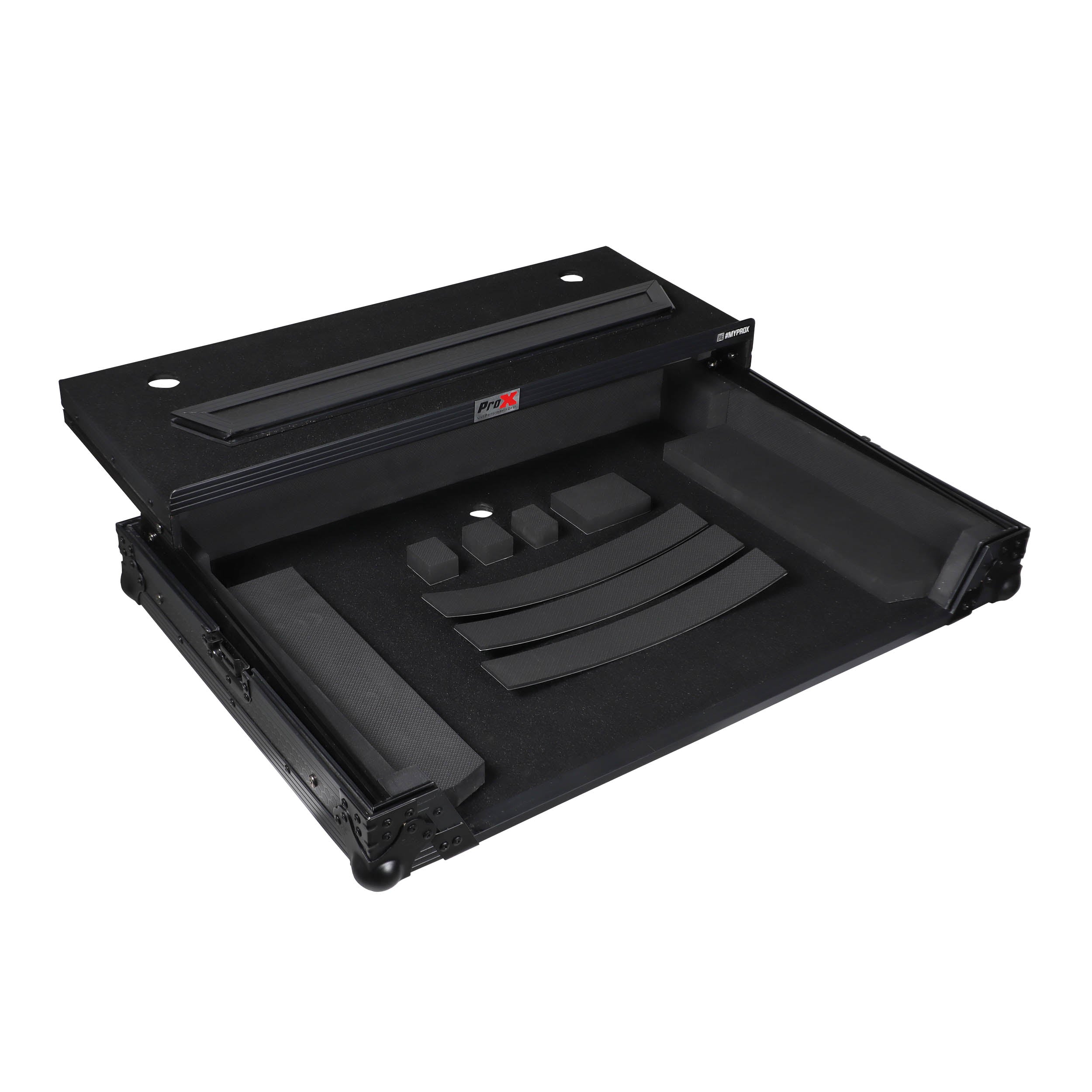 Pioneer DDJ-FLX10 or DDJ-GRV6 with Sliding Laptop Shelf ATA Flight Style Road Case Black Finish Slim Case
