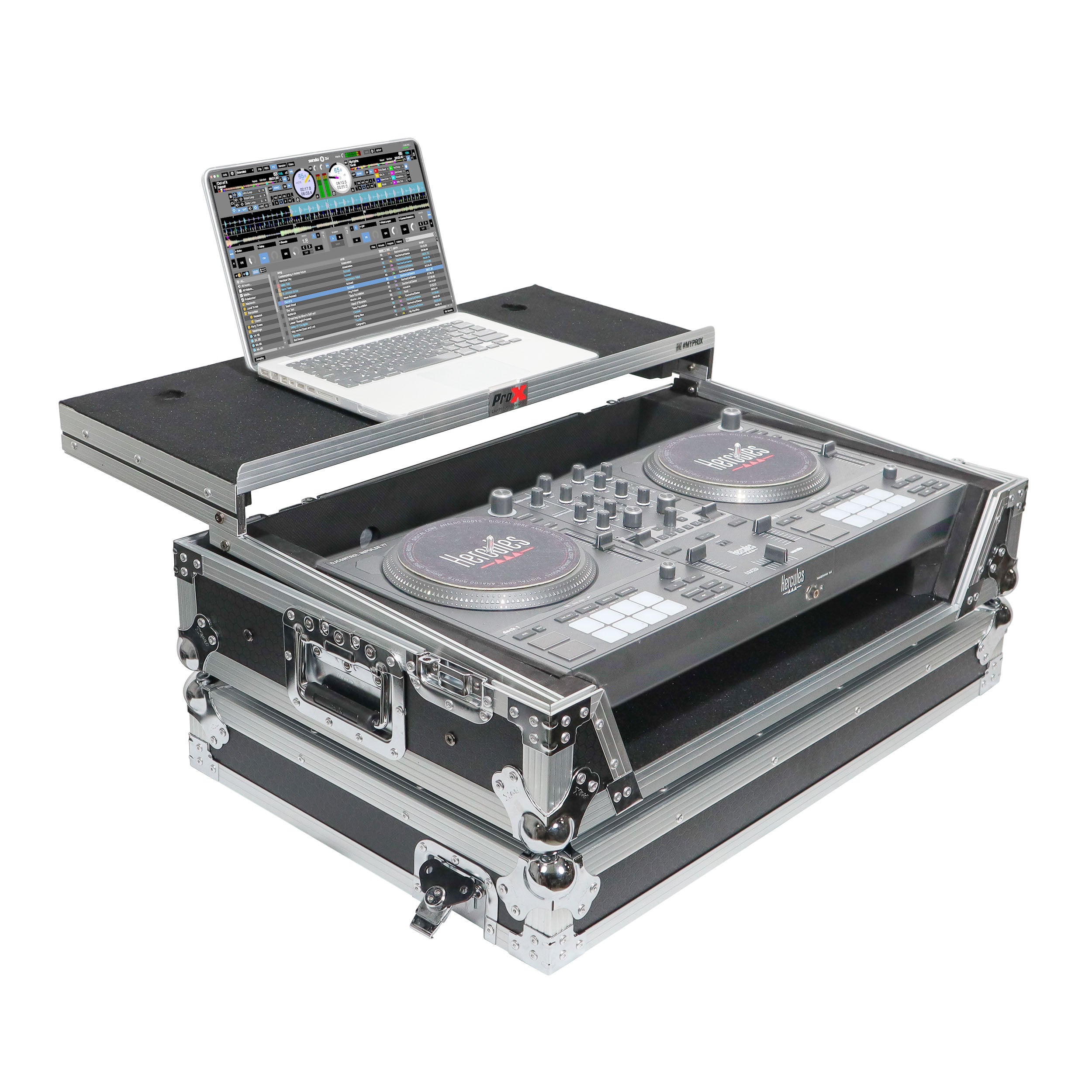 ATA Flight Road Case For Hercules T7 Inpulse Controller with Laptop Shelf 1U Rack Space and Wheels
