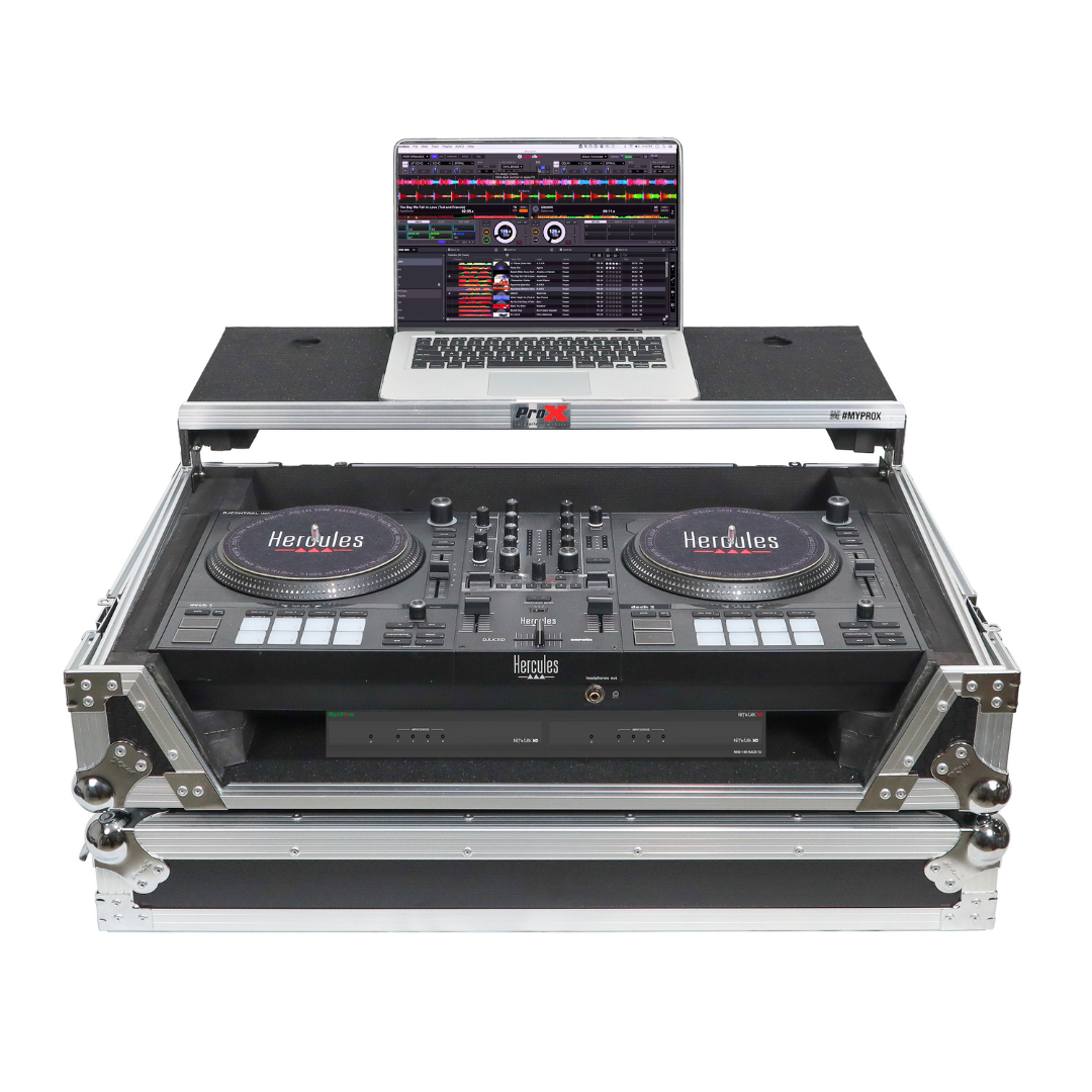 ATA Flight Road Case For Hercules T7 Inpulse Controller with Laptop Shelf 1U Rack Space and Wheels