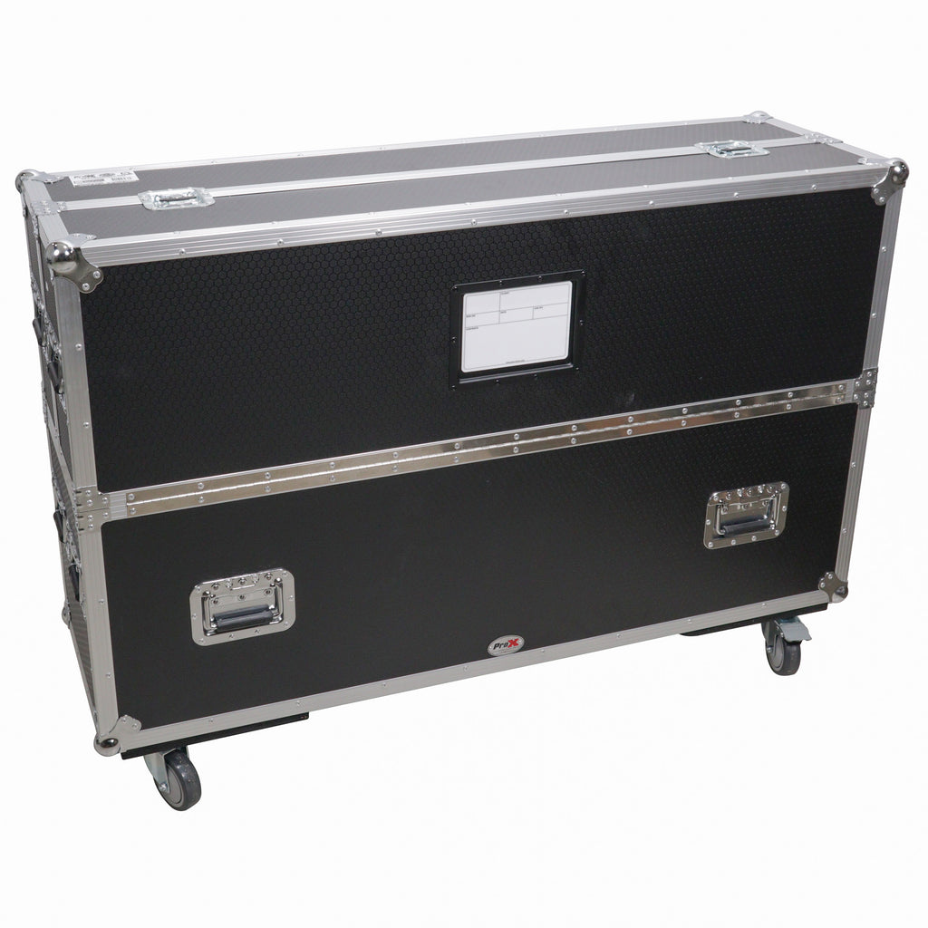 Flat Panel LCD-LED-Plasma Monitor Road Case Holds Two 43"-50" TVs Adjustable Case W-4 Inch Casters