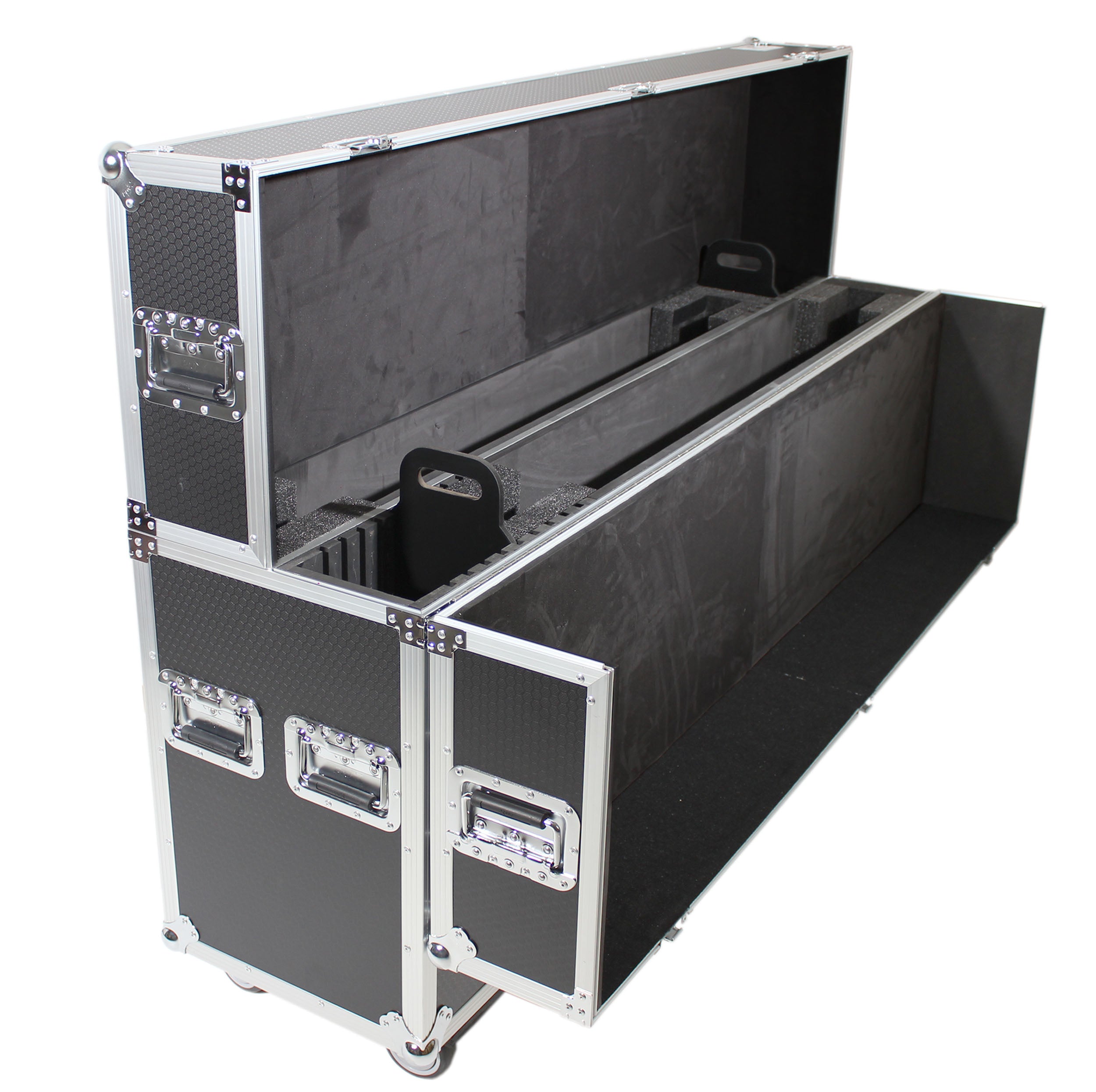 Universal Case for Flat Panel Monitor LED-LCD-Plasma TV Dual  55" to 70" Adjustable Flight Case W-4 Inch Casters