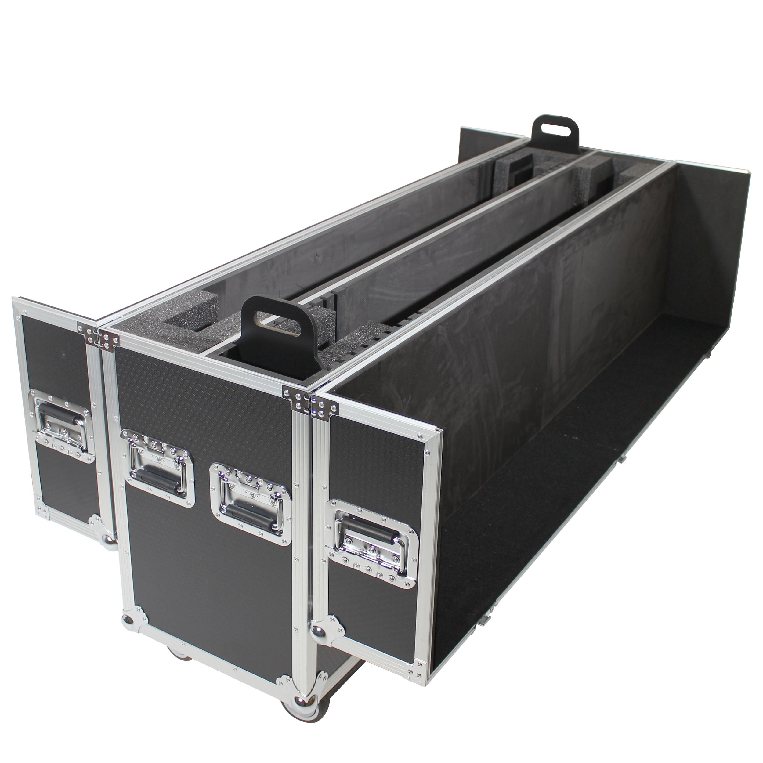 Universal Case for Flat Panel Monitor LED-LCD-Plasma TV Dual  55" to 70" Adjustable Flight Case W-4 Inch Casters