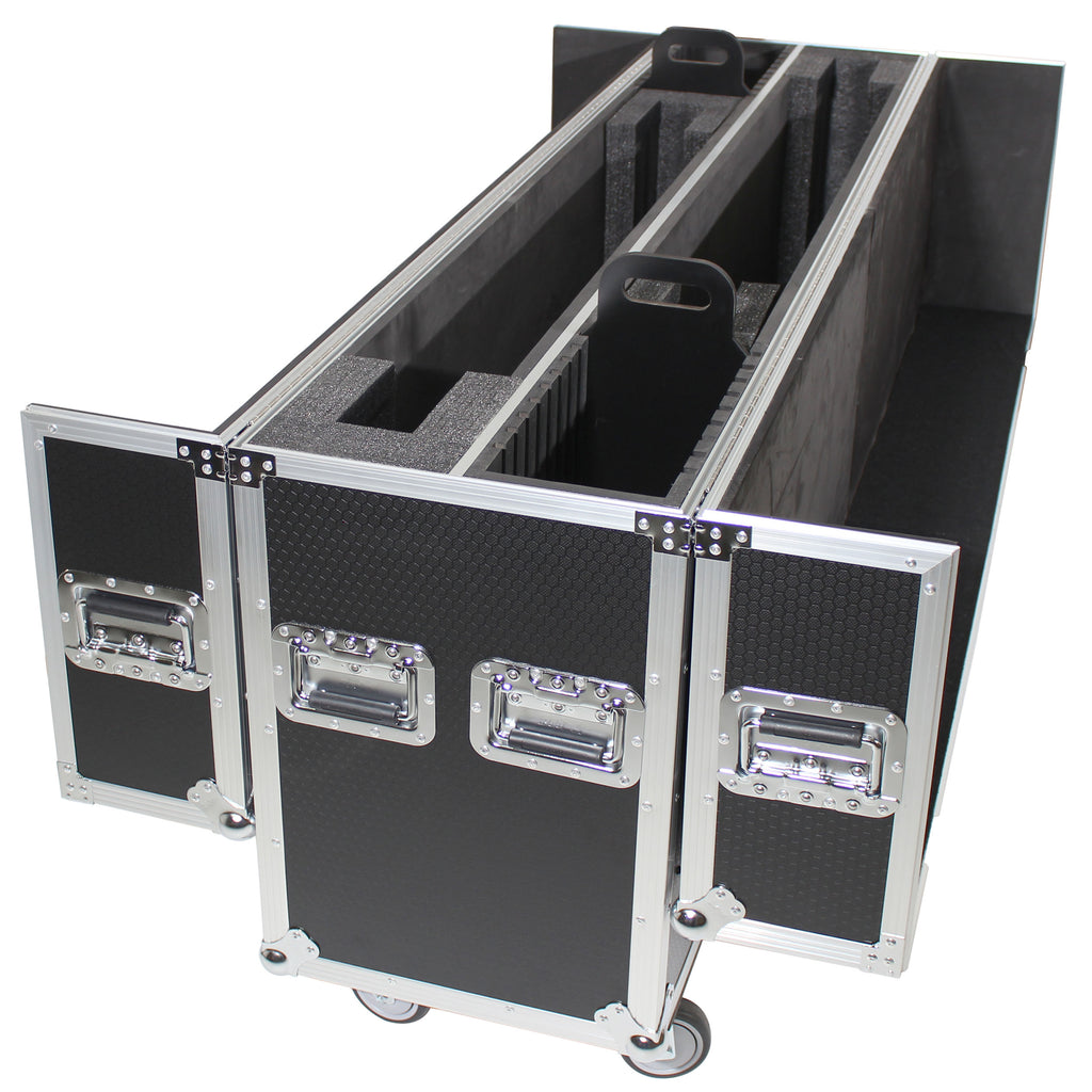 Universal Case for Flat Panel Monitor LED-LCD-Plasma TV Dual  55" to 70" Adjustable Flight Case W-4 Inch Casters
