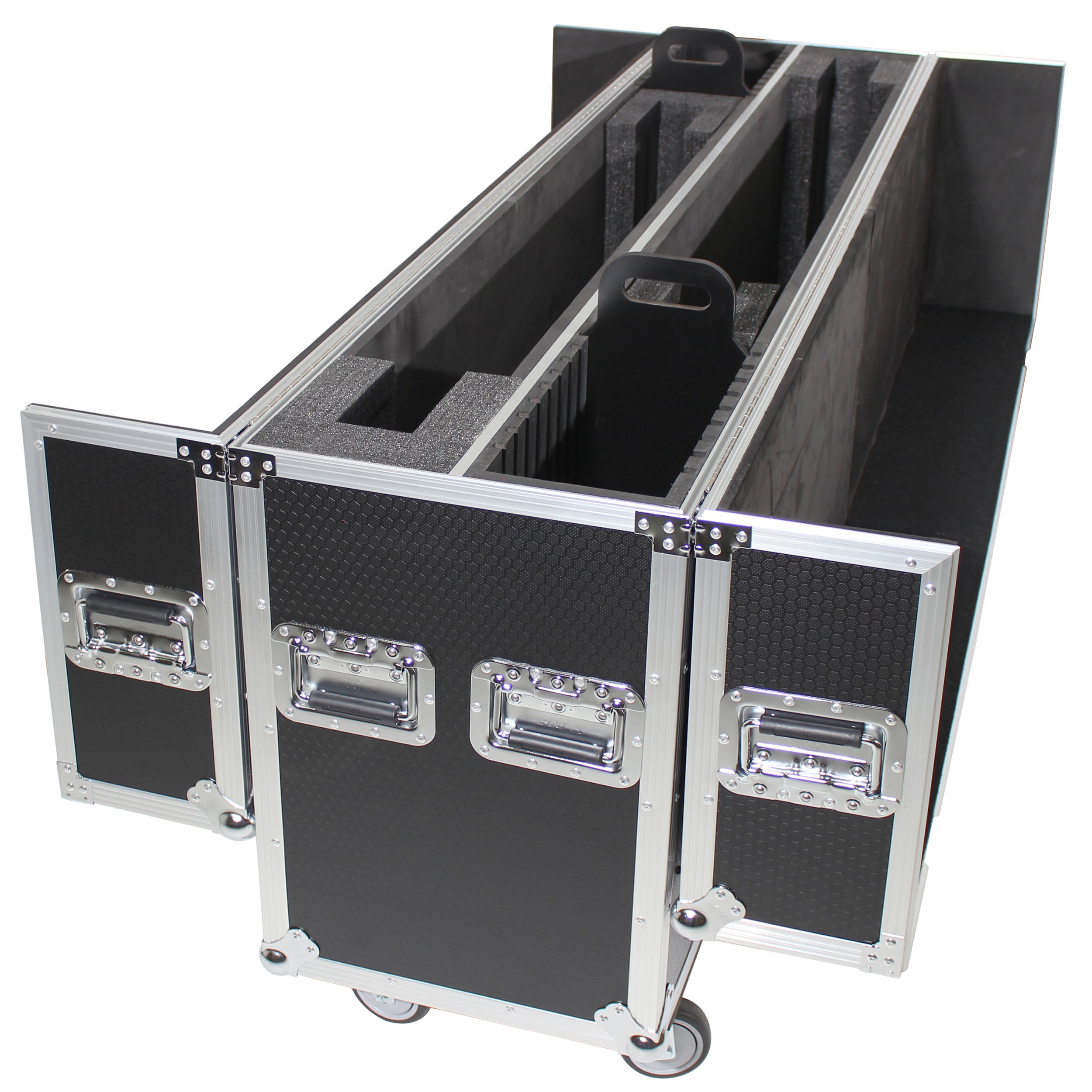 Universal Case for Flat Panel Monitor LED-LCD-Plasma TV Dual  55" to 70" Adjustable Flight Case W-4 Inch Casters