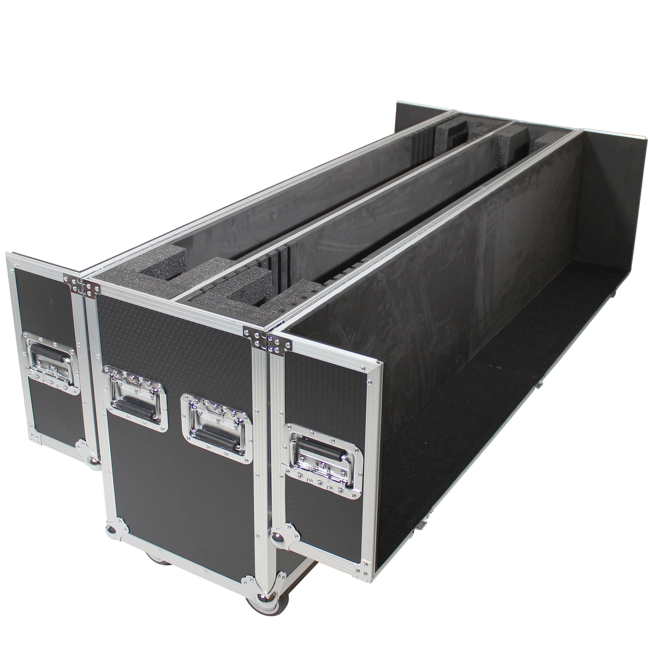 Universal Case for Flat Panel Monitor LED-LCD-Plasma TV Dual  55" to 70" Adjustable Flight Case W-4 Inch Casters