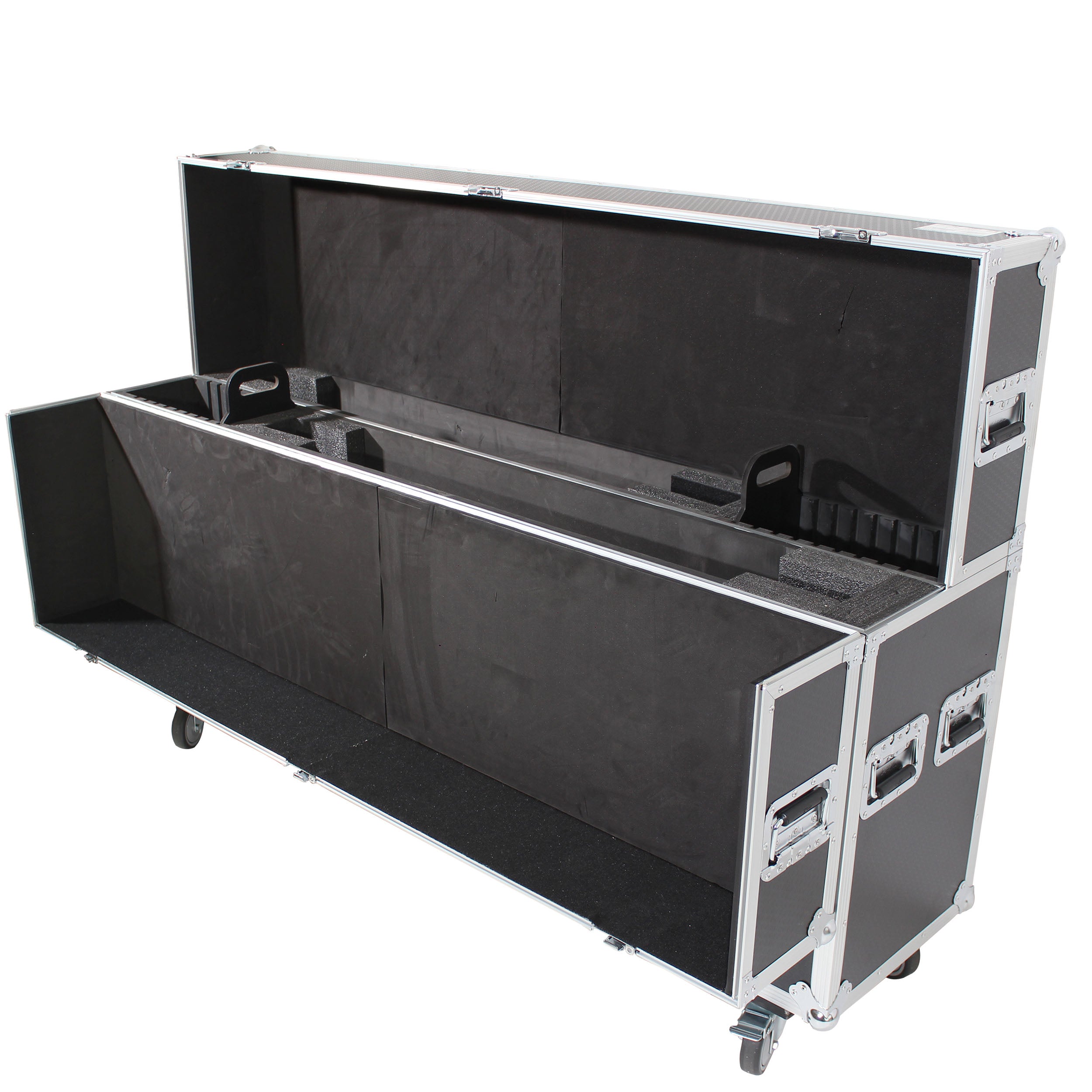 Universal Case for Flat Panel Monitor LED-LCD-Plasma TV Dual  55" to 70" Adjustable Flight Case W-4 Inch Casters