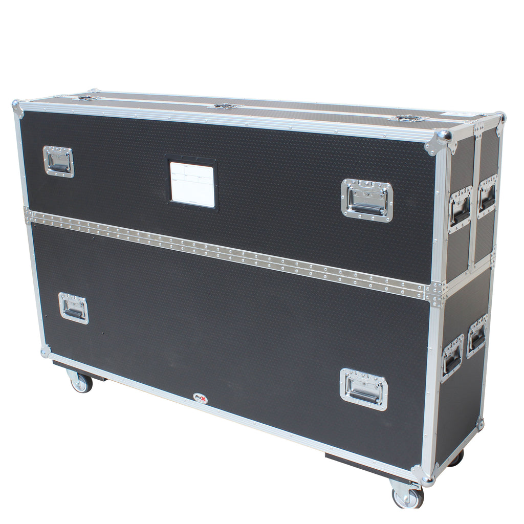 Universal Case for Flat Panel Monitor LED-LCD-Plasma TV Dual  55" to 70" Adjustable Flight Case W-4 Inch Casters