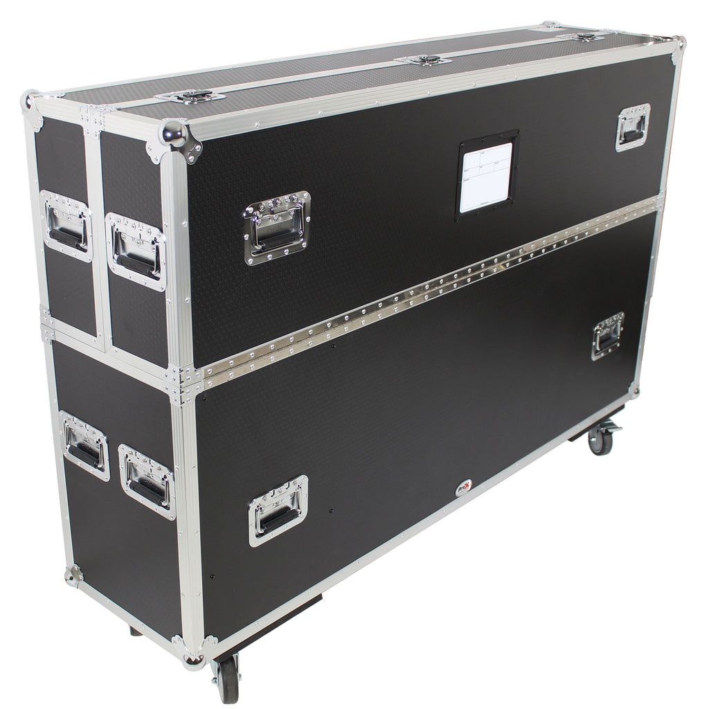 Universal Case for Flat Panel Monitor LED-LCD-Plasma TV Dual  55" to 70" Adjustable Flight Case W-4 Inch Casters