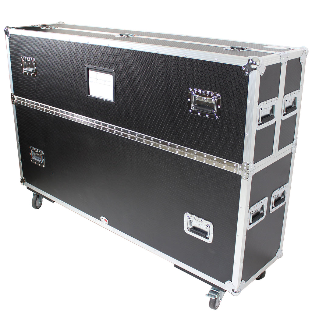 Universal Case for Flat Panel Monitor LED-LCD-Plasma TV Dual  55" to 70" Adjustable Flight Case W-4 Inch Casters