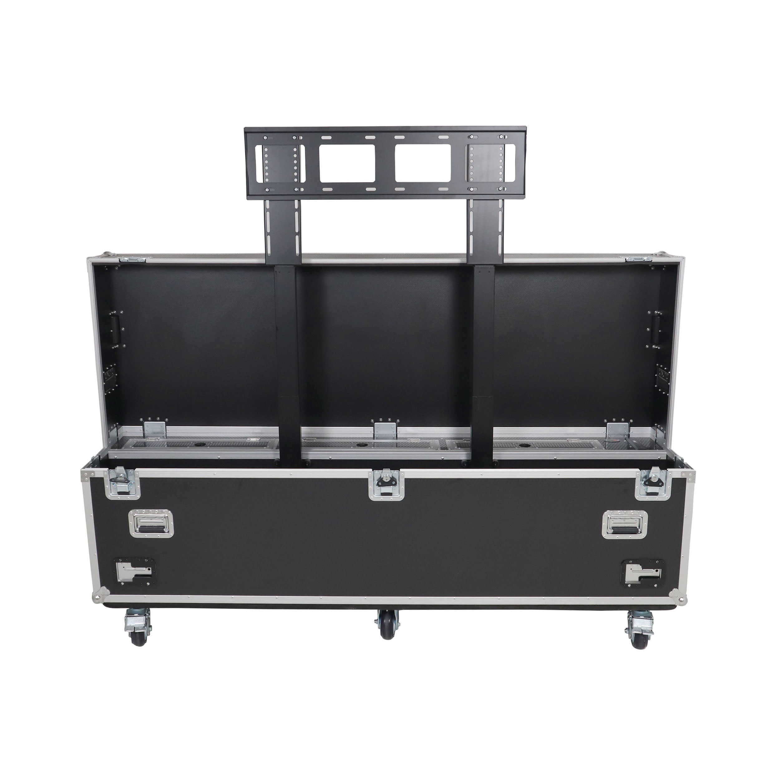 Motorized Universal Case For Flat Panel Monitor LED LCD TV Dual 80" to 90" Flight Case W 4" Casters