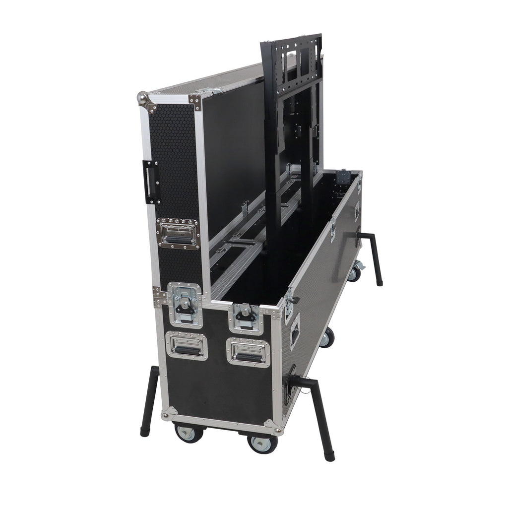 Motorized Universal Case For Flat Panel Monitor LED LCD TV Dual 80" to 90" Flight Case W 4" Casters