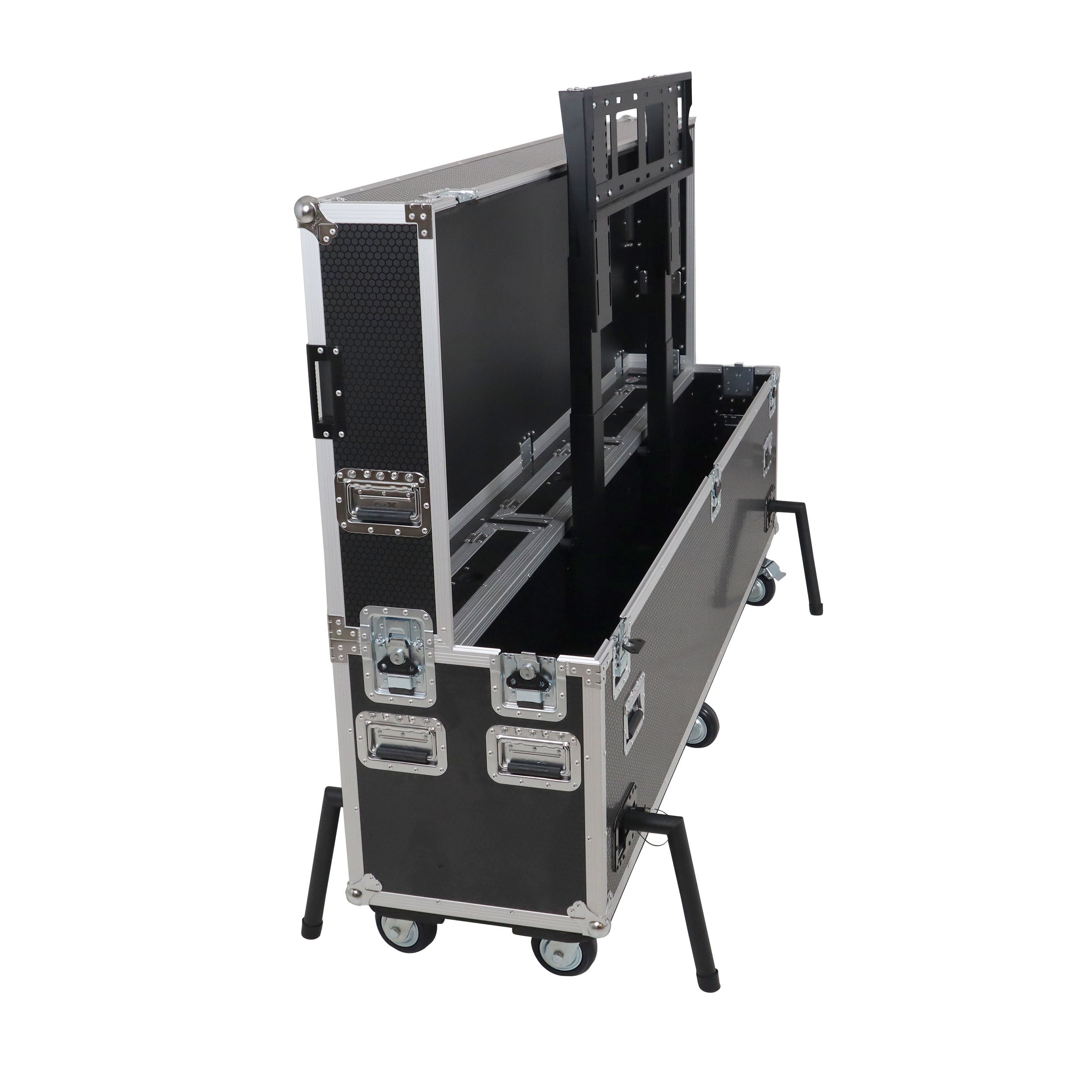 Motorized Universal Case For Flat Panel Monitor LED LCD TV Dual 80" to 90" Flight Case W 4" Casters