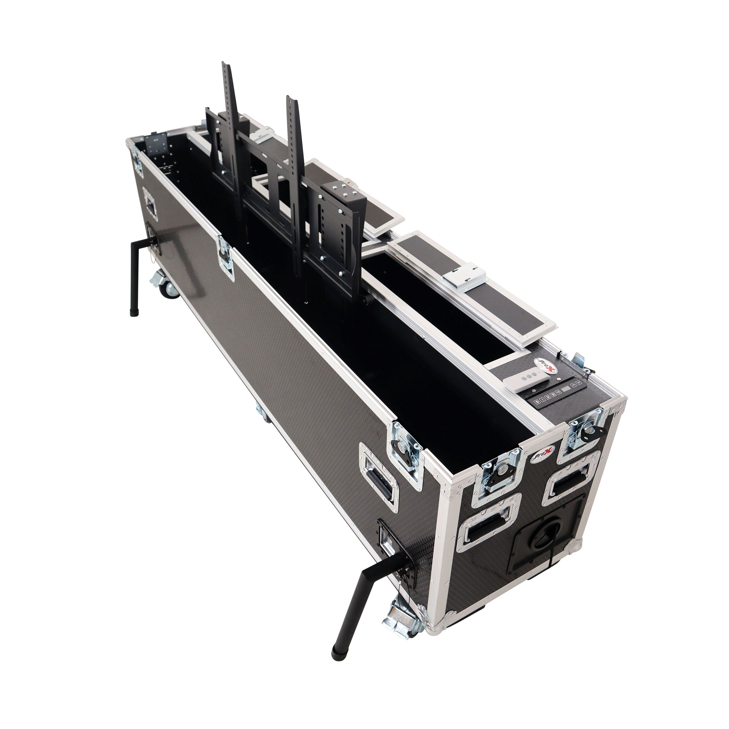 Motorized Universal Case For Flat Panel Monitor LED LCD TV Dual 80" to 90" Flight Case W 4" Casters