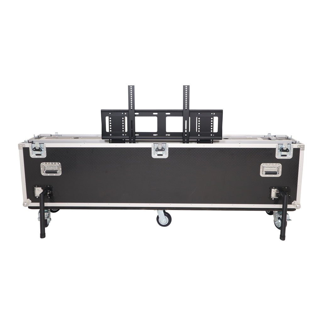 Motorized Universal Case For Flat Panel Monitor LED LCD TV Dual 80" to 90" Flight Case W 4" Casters