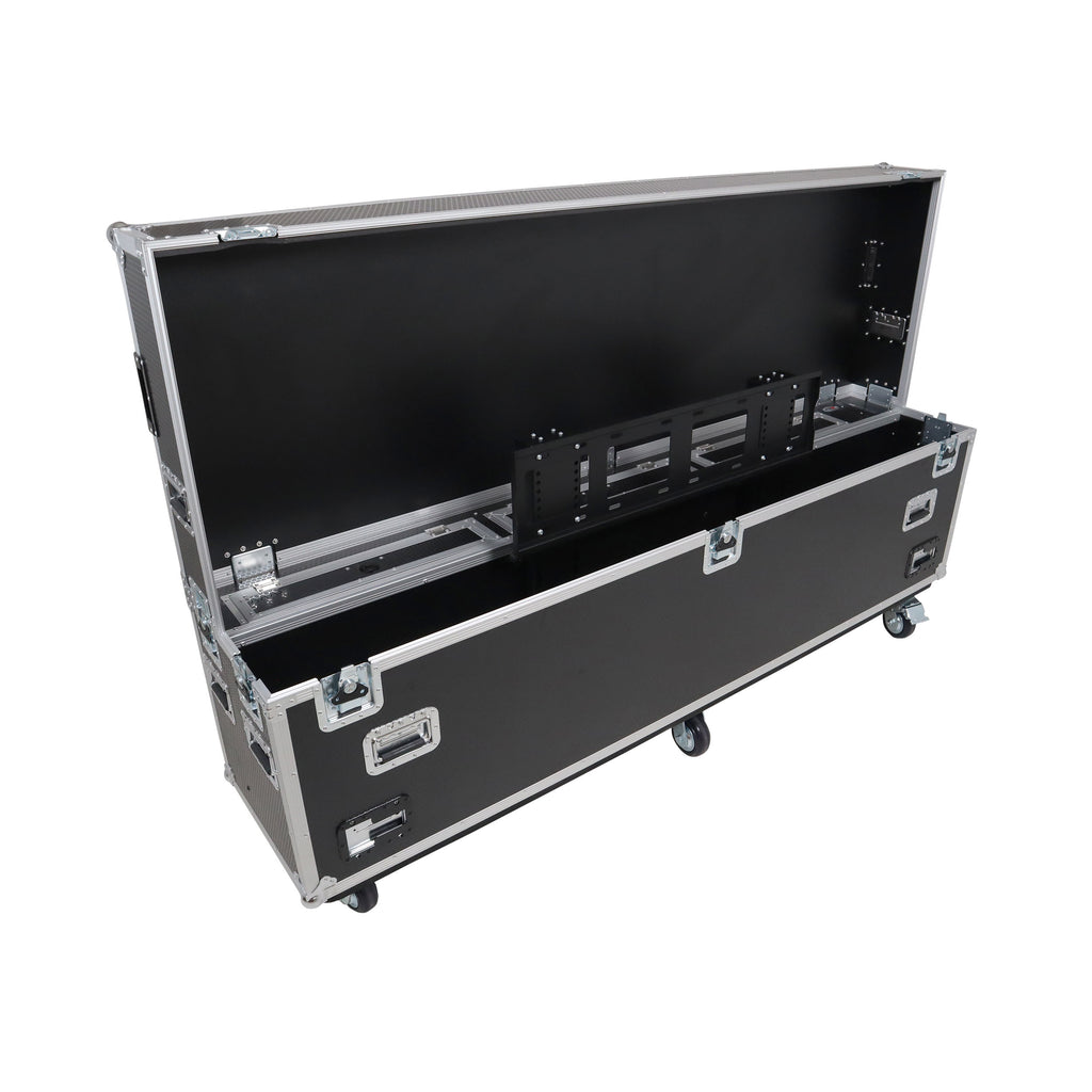 Motorized Universal Case For Flat Panel Monitor LED LCD TV Dual 80" to 90" Flight Case W 4" Casters