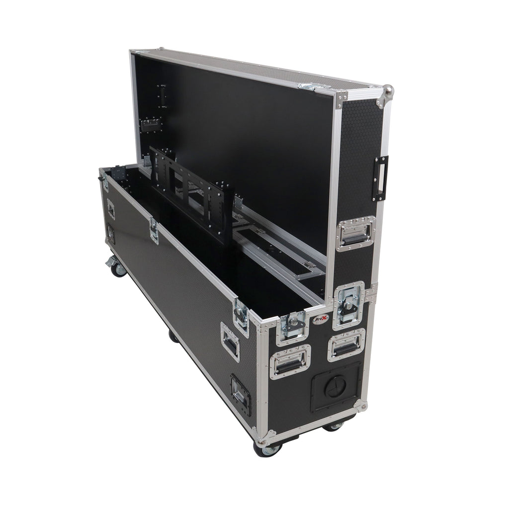 Motorized Universal Case For Flat Panel Monitor LED LCD TV Dual 80" to 90" Flight Case W 4" Casters