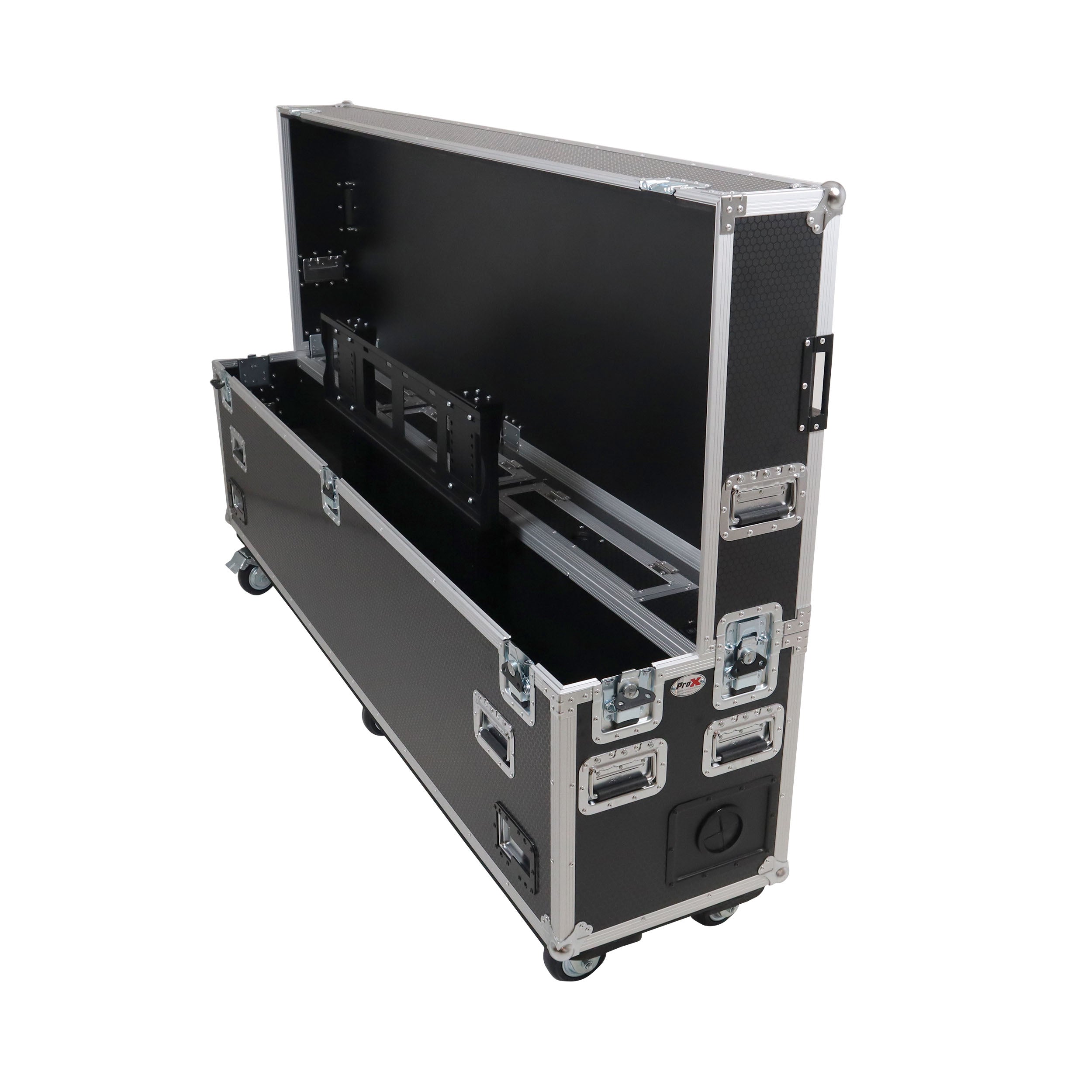 Motorized Universal Case For Flat Panel Monitor LED LCD TV Dual 80" to 90" Flight Case W 4" Casters