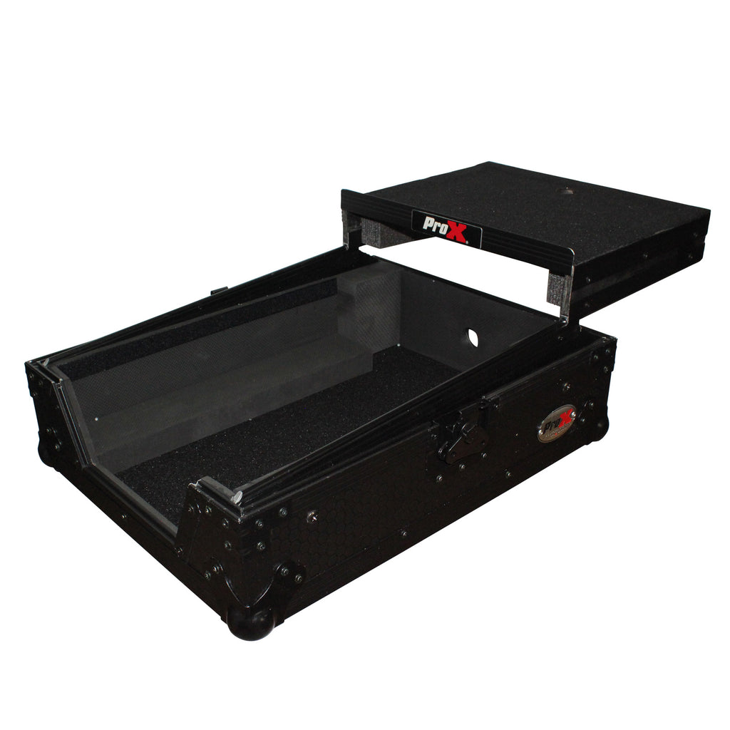 Mixer ATA Flight Hard Case for Large Format 12" Universal DJ Mixer with Laptop Shelf Black on Black