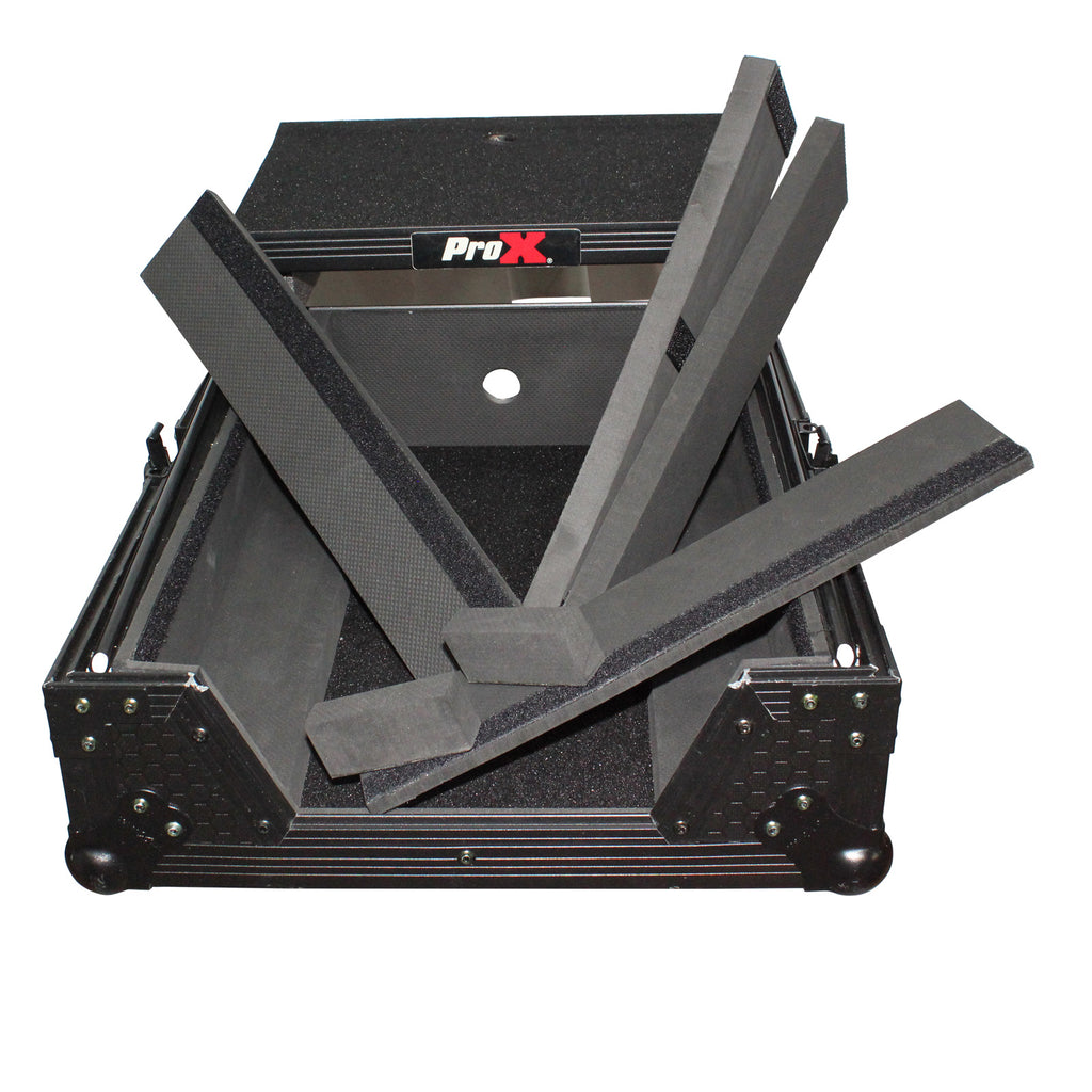 Mixer ATA Flight Hard Case for Large Format 12" Universal DJ Mixer with Laptop Shelf Black on Black