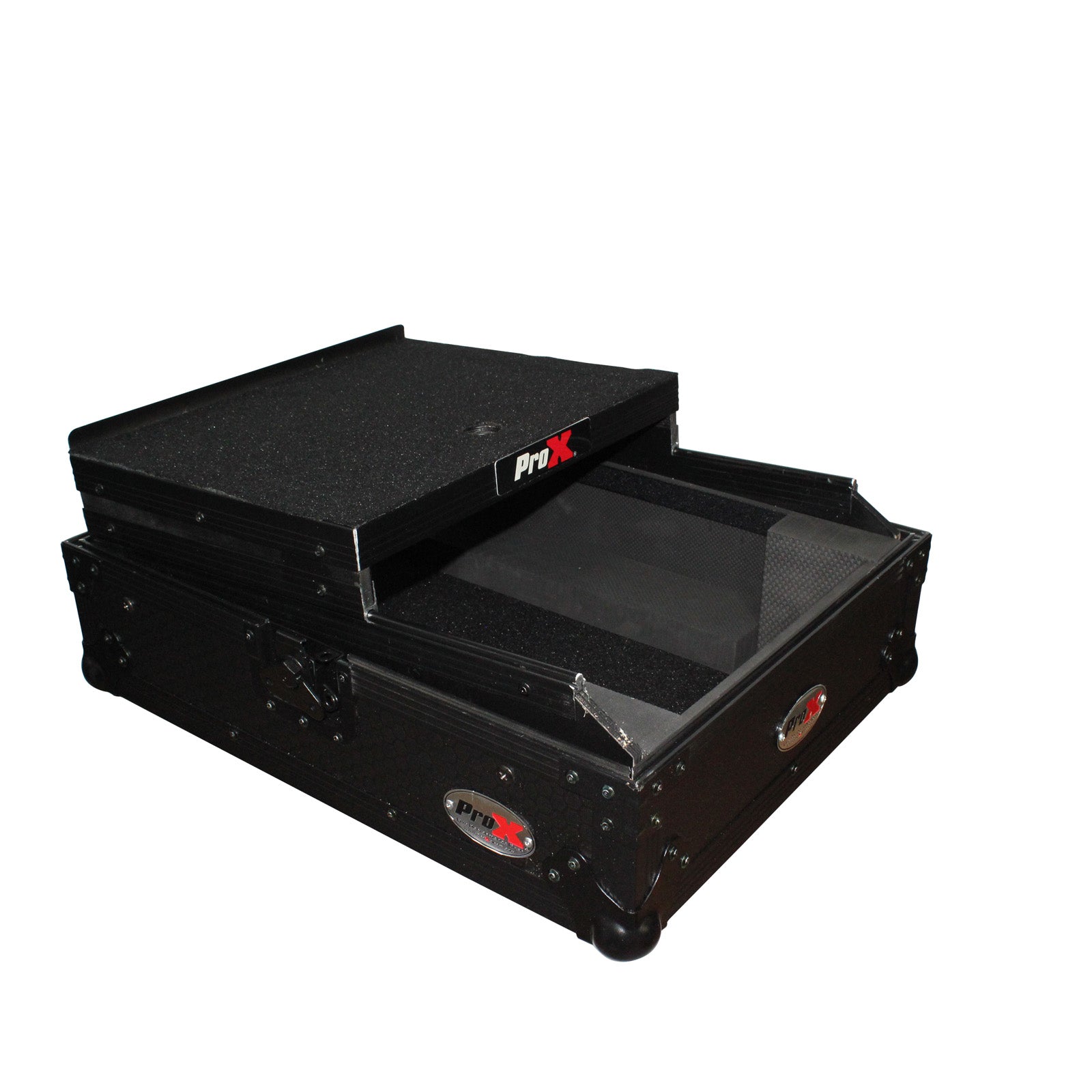 Mixer ATA Flight Hard Case for Large Format 12" Universal DJ Mixer with Laptop Shelf Black on Black