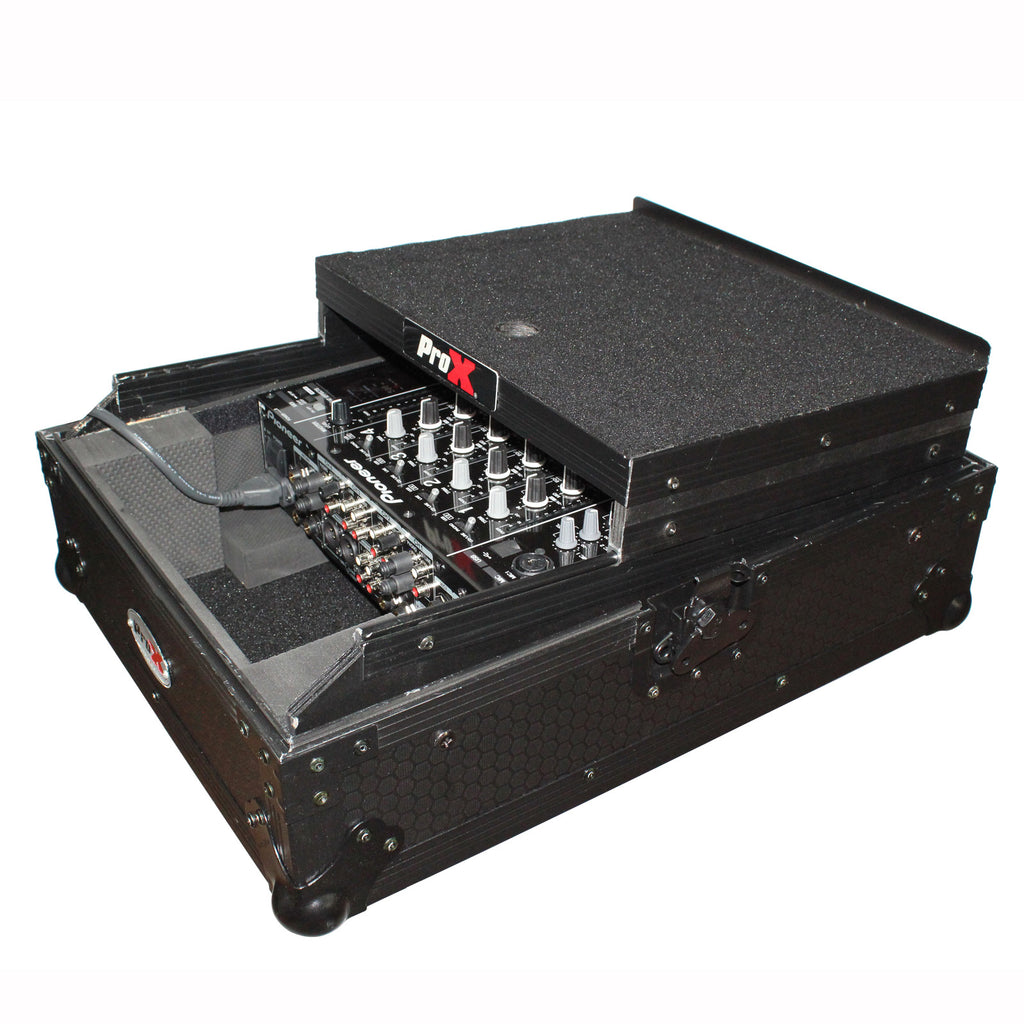 Mixer ATA Flight Hard Case for Large Format 12" Universal DJ Mixer with Laptop Shelf Black on Black