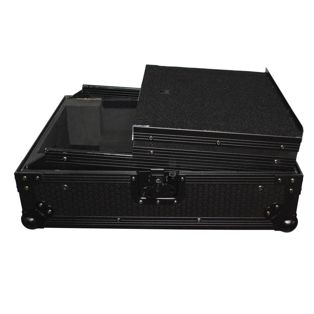 Mixer ATA Flight Hard Case for Large Format 12" Universal DJ Mixer with Laptop Shelf Black on Black