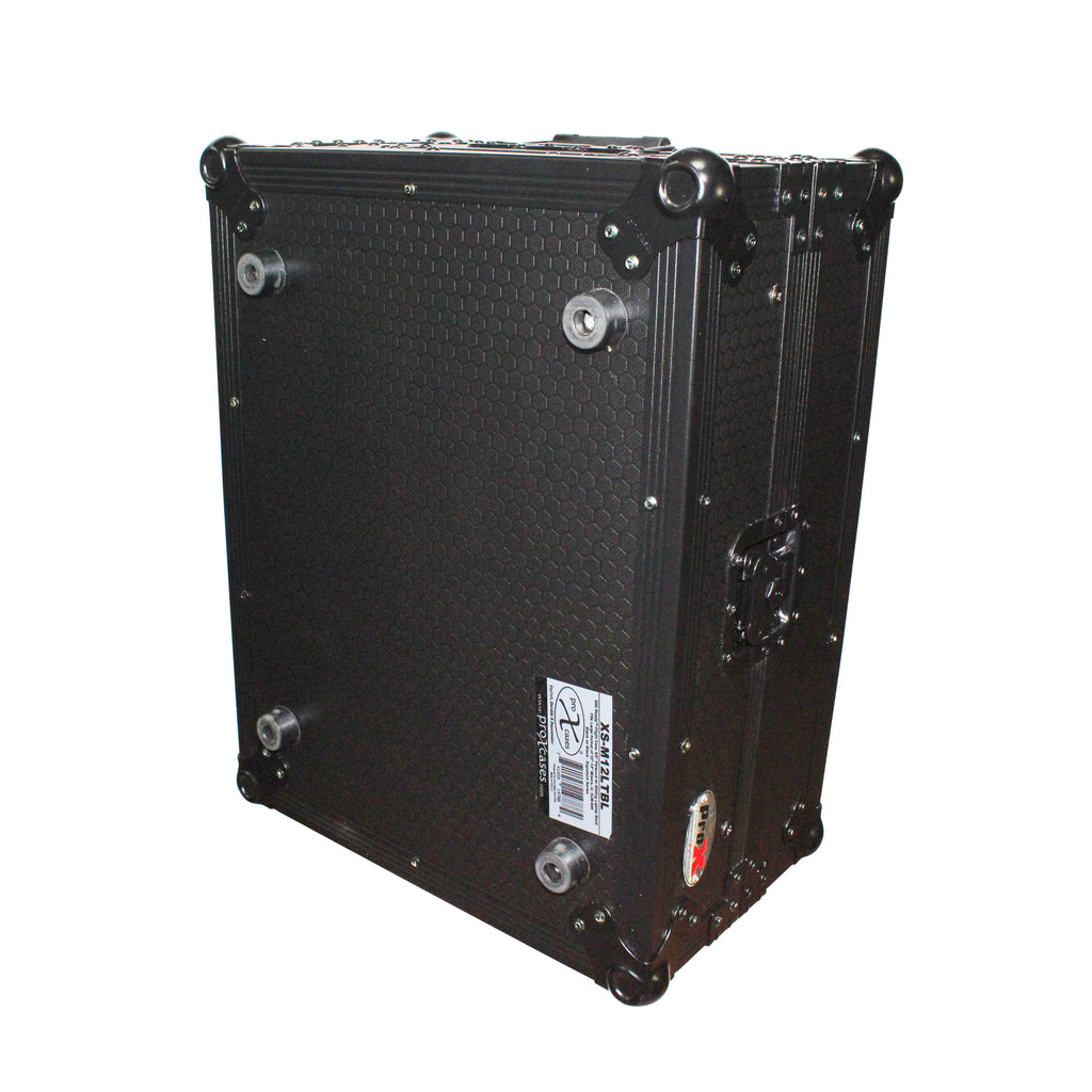 Mixer ATA Flight Hard Case for Large Format 12" Universal DJ Mixer with Laptop Shelf Black on Black