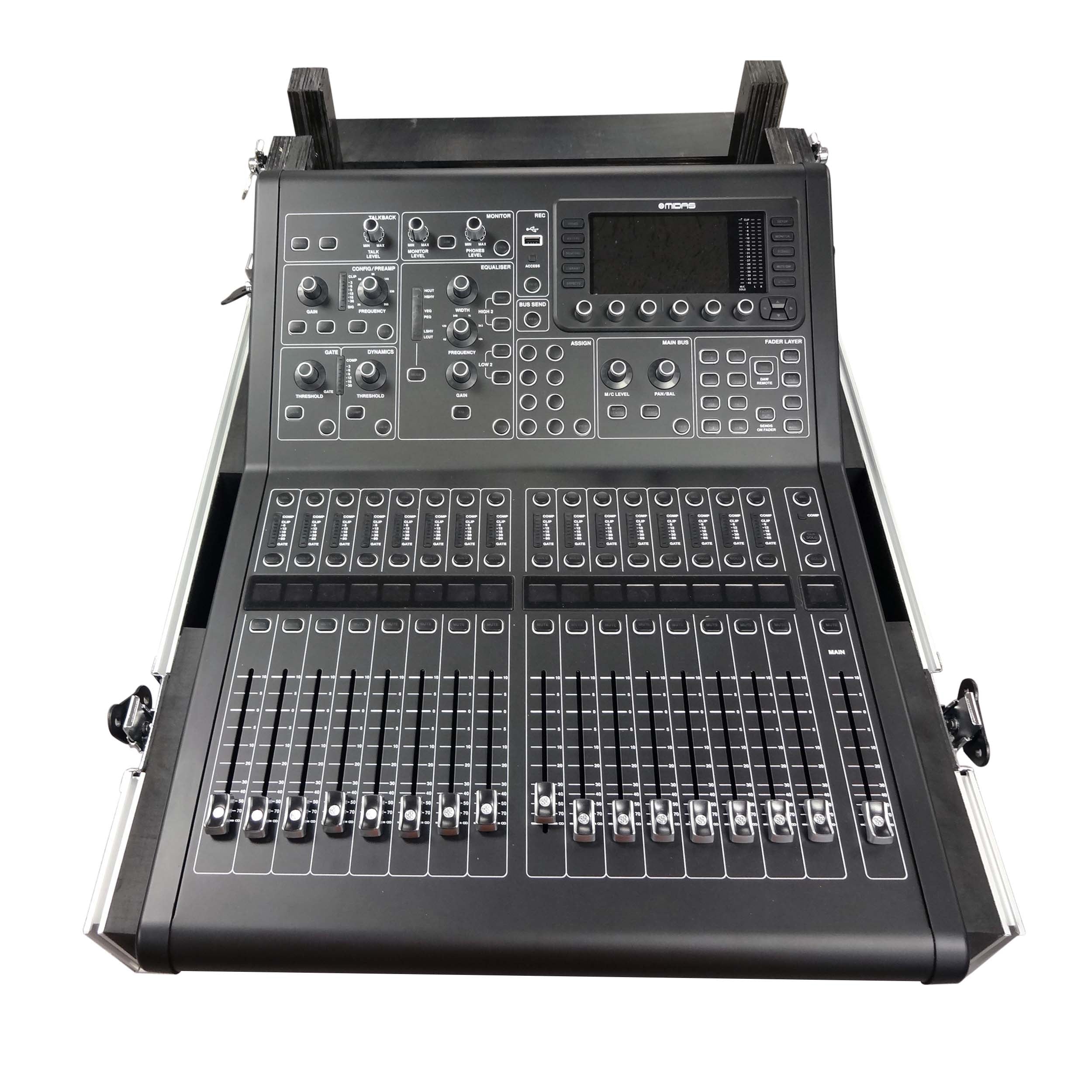 ATA Digital Audio Mixer Flight Case for Midas M32R Console with Doghouse Compartment and Caster Wheels