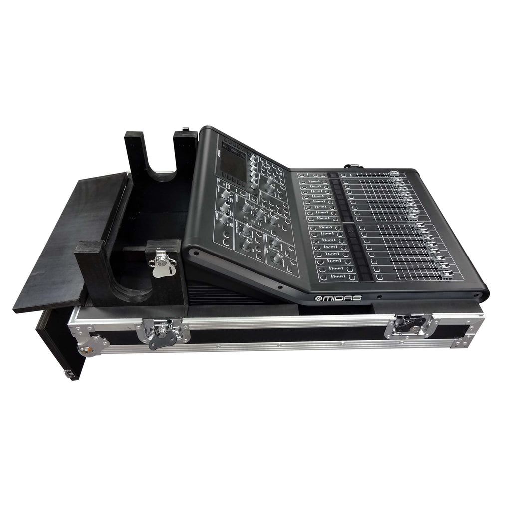 ATA Digital Audio Mixer Flight Case for Midas M32R Console with Doghouse Compartment and Caster Wheels