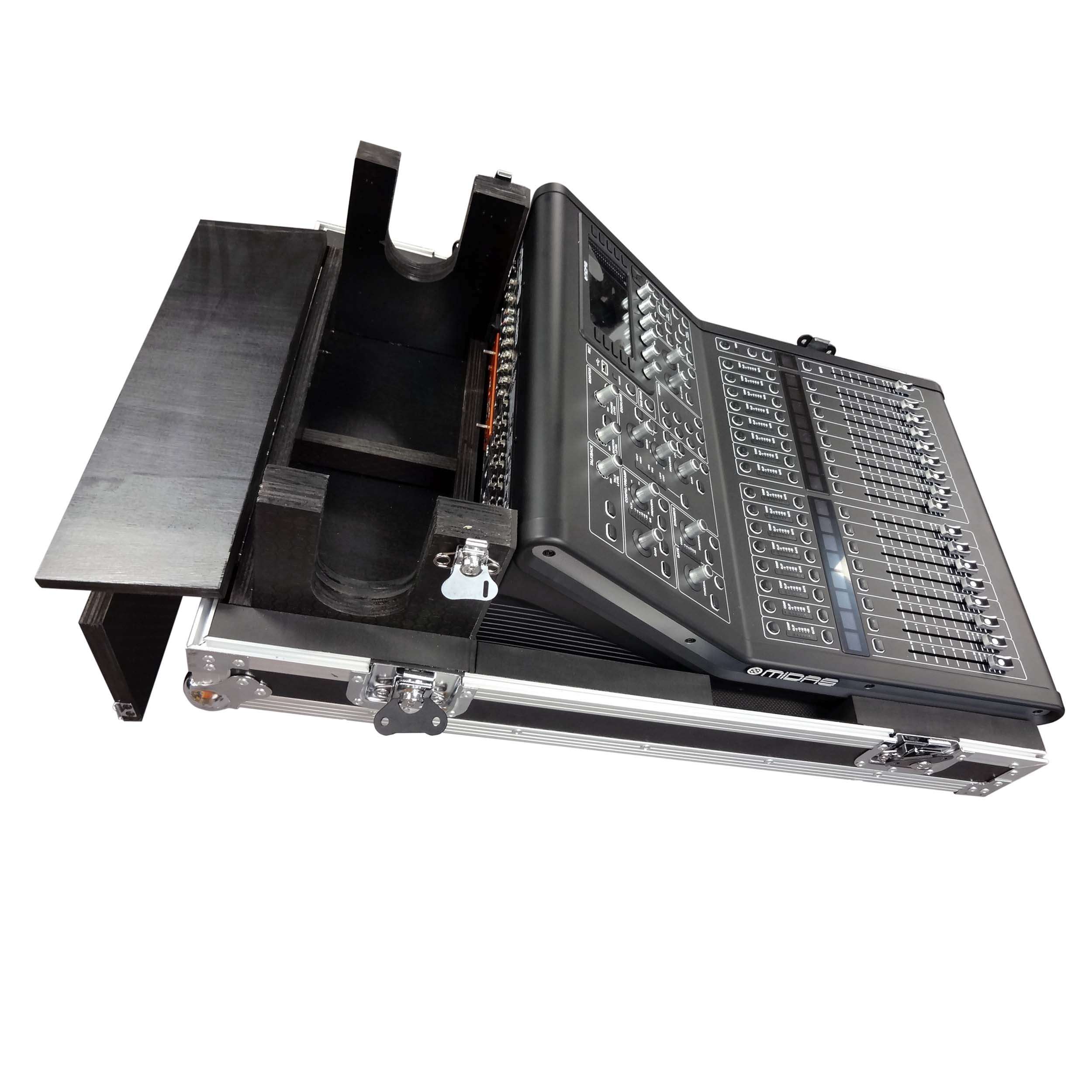 ATA Digital Audio Mixer Flight Case for Midas M32R Console with Doghouse Compartment and Caster Wheels