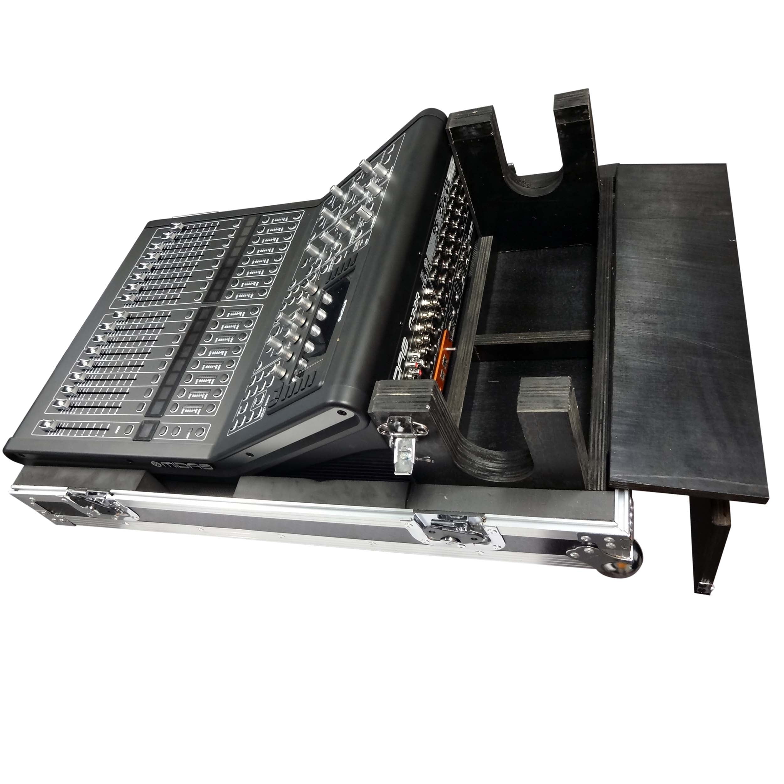 ATA Digital Audio Mixer Flight Case for Midas M32R Console with Doghouse Compartment and Caster Wheels