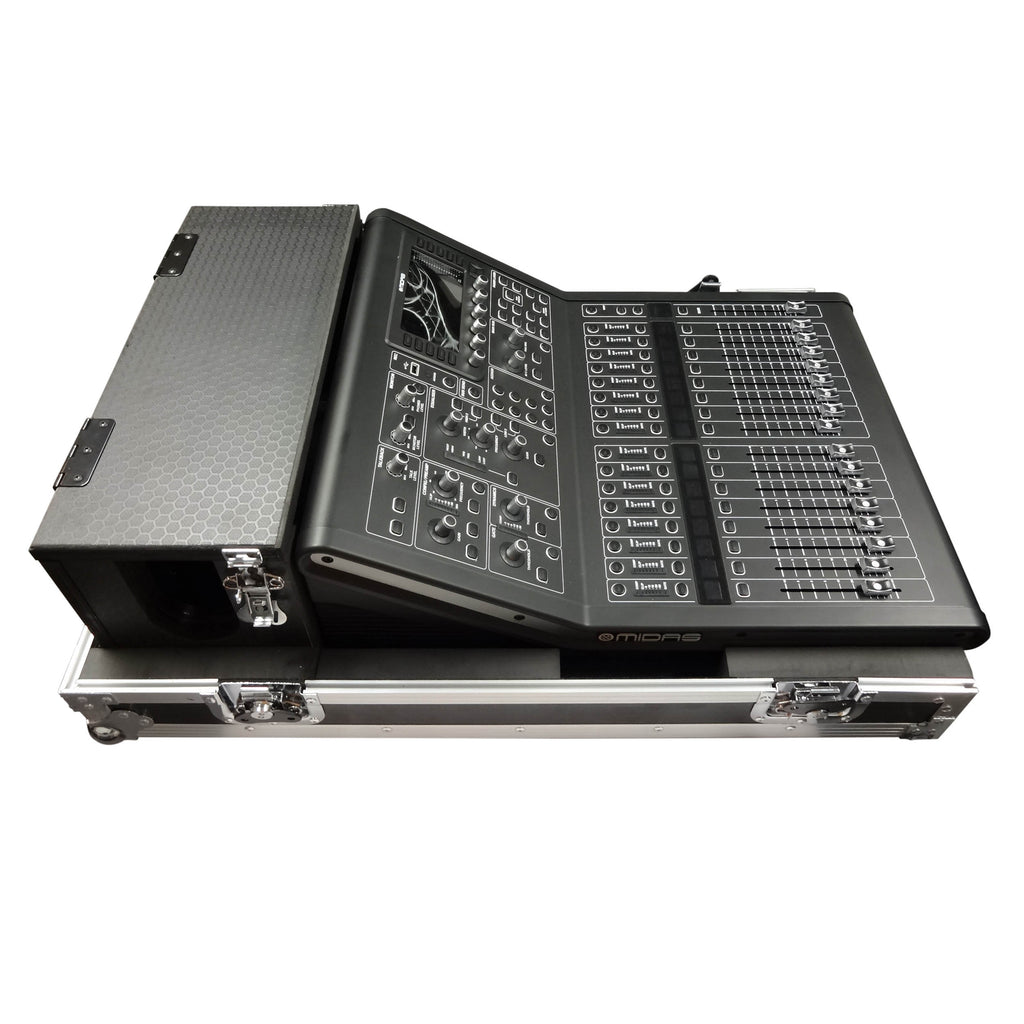 ATA Digital Audio Mixer Flight Case for Midas M32R Console with Doghouse Compartment and Caster Wheels