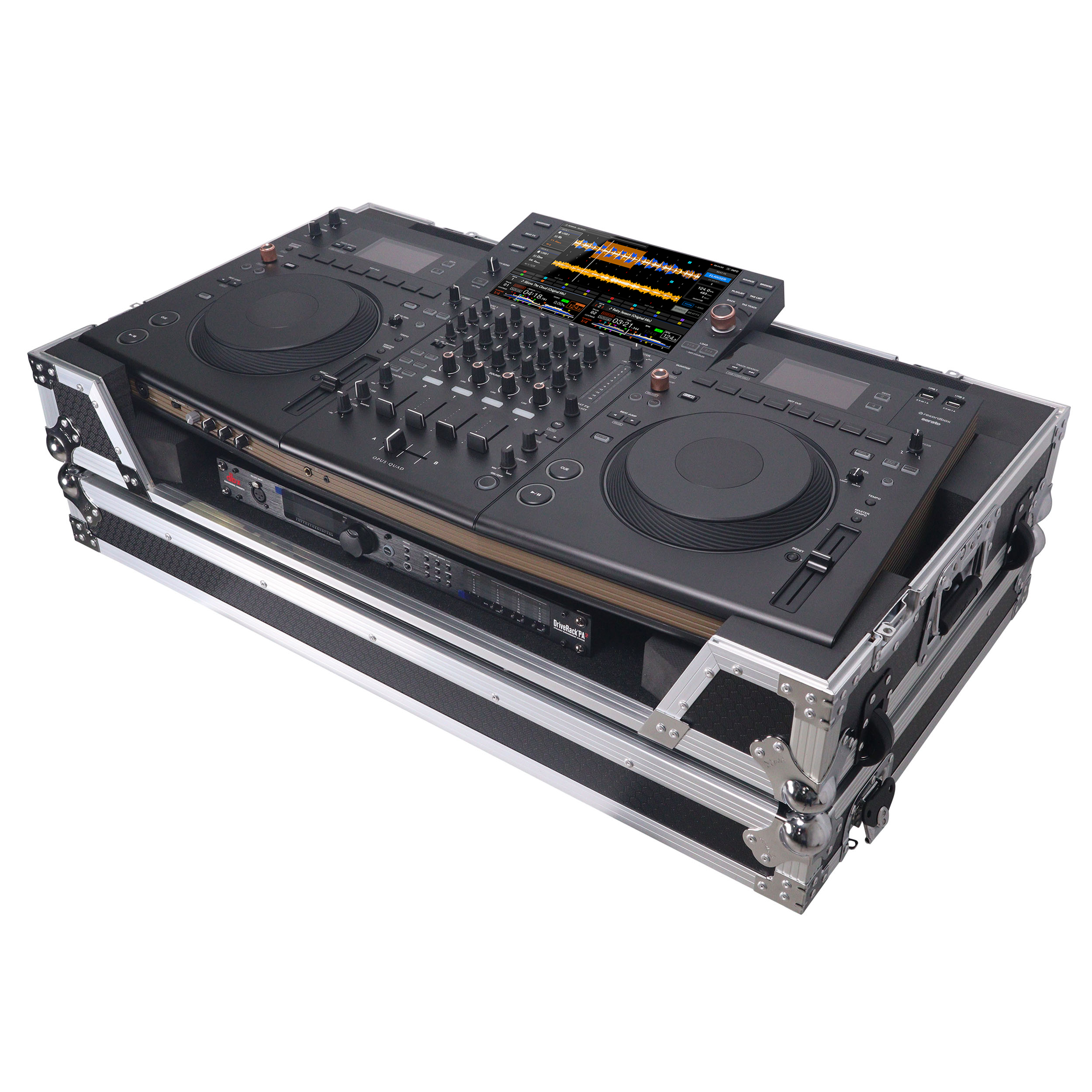 ATA Flight Style Road Case For Pioneer Opus Quad DJ Controller with 1U Rack Space and Wheels