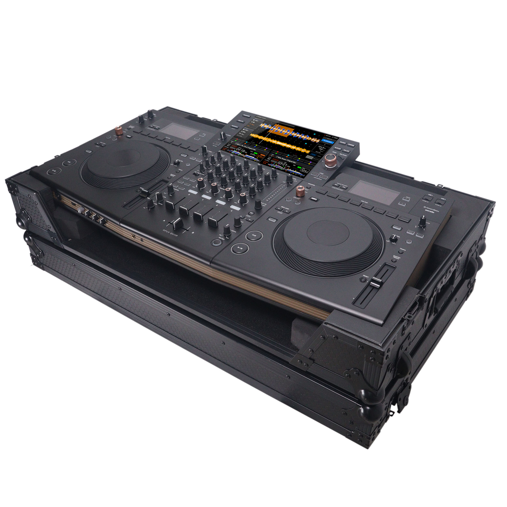 ATA Flight Style Road Case For Pioneer Opus Quad DJ Controller with 1U Rack Space and Wheels - Black Finish
