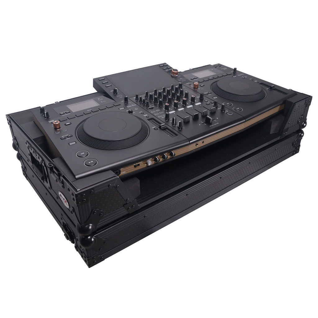 ATA Flight Style Road Case For Pioneer Opus Quad DJ Controller with 1U Rack Space and Wheels - Black Finish