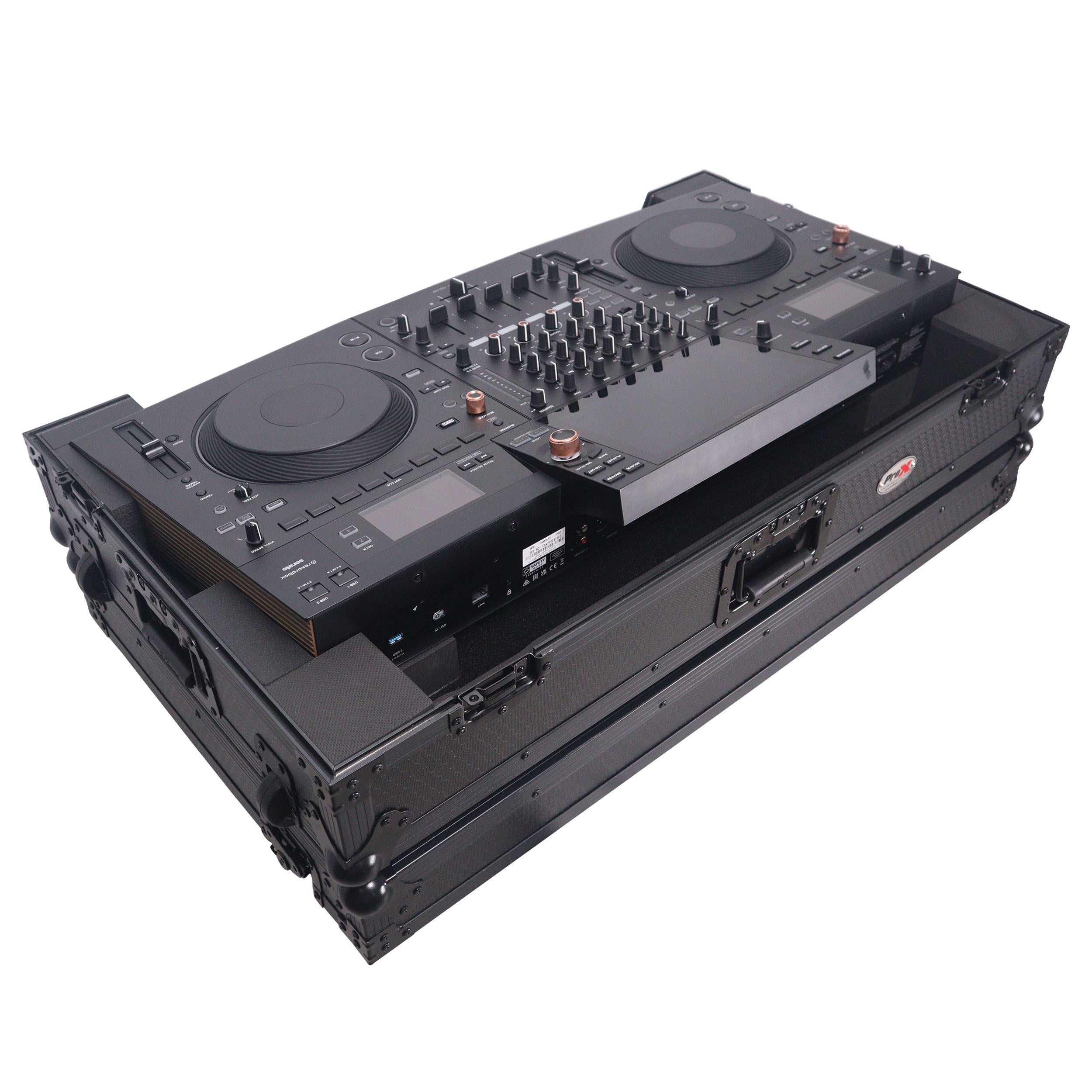 ATA Flight Style Road Case For Pioneer Opus Quad DJ Controller with 1U Rack Space and Wheels - Black Finish