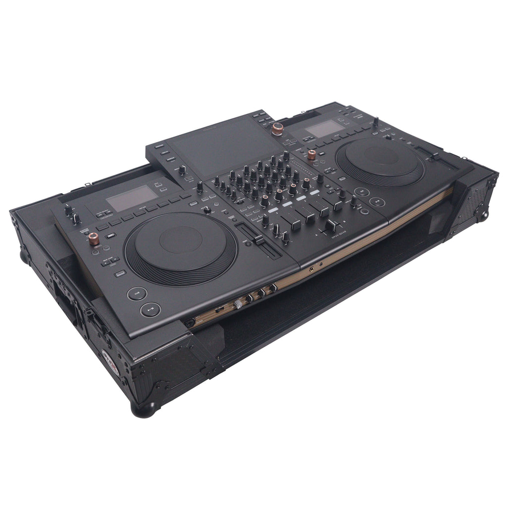 ATA Flight Style Road Case For Pioneer Opus Quad DJ Controller with 1U Rack Space and Wheels - Black Finish