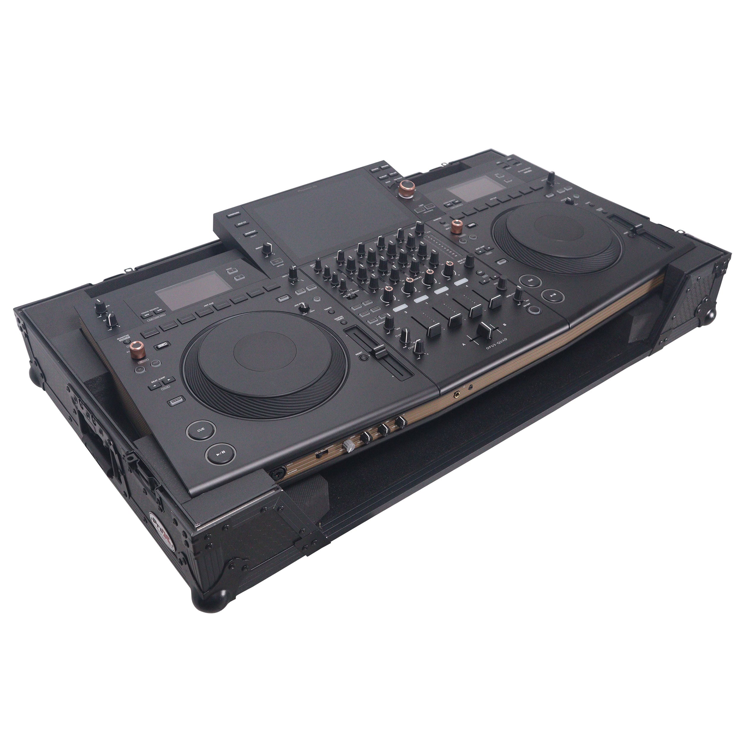 ATA Flight Style Road Case For Pioneer Opus Quad DJ Controller with 1U Rack Space and Wheels - Black Finish