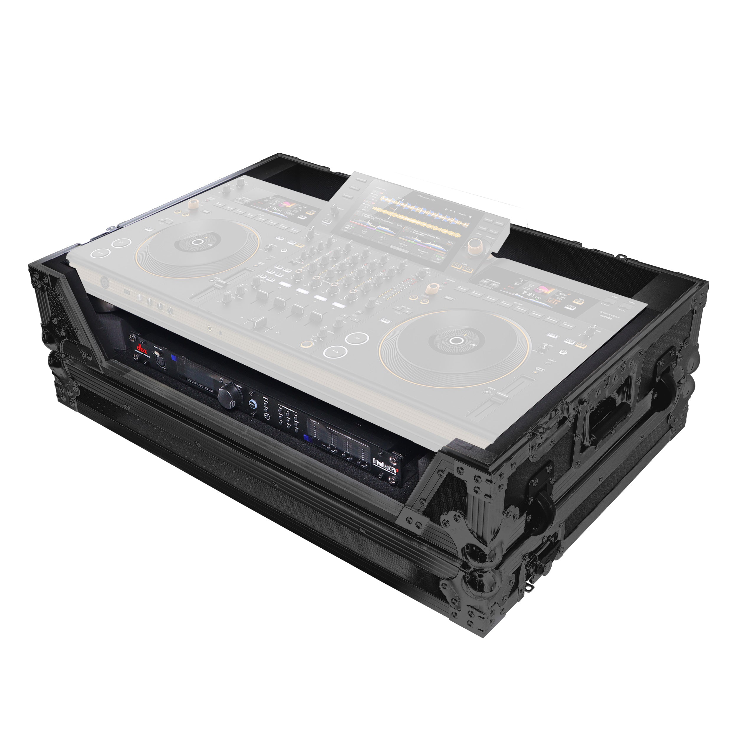 ATA Flight Style Road Case For Pioneer Opus Quad DJ Controller with 1U Rack Space and Wheels - Black Finish