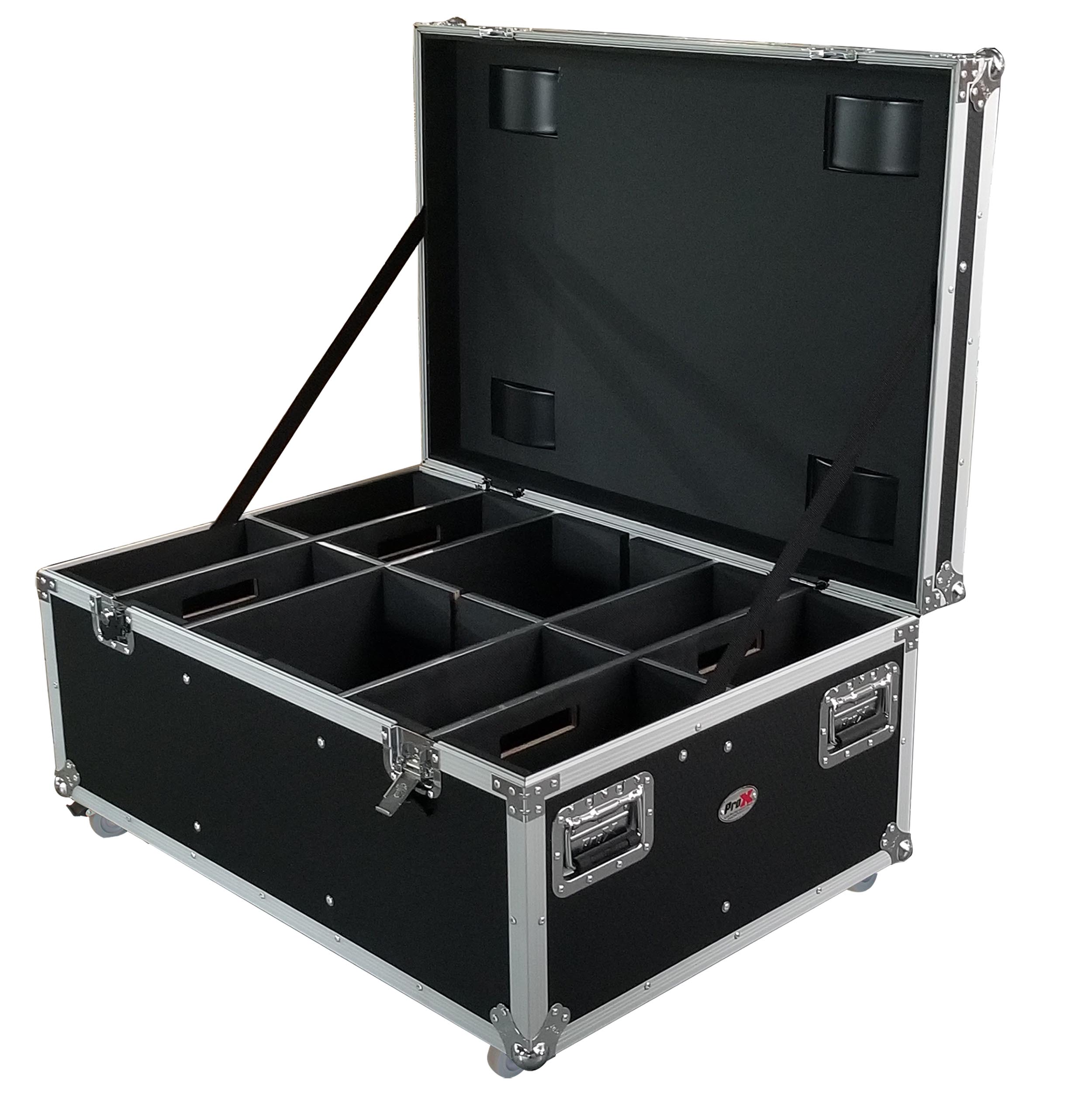 Par Can Universal Utility Case 4" Wheels Will Hold 6 of 12" x12"  Large or 12  of 12" x 5.5" Slim LED Par Lights