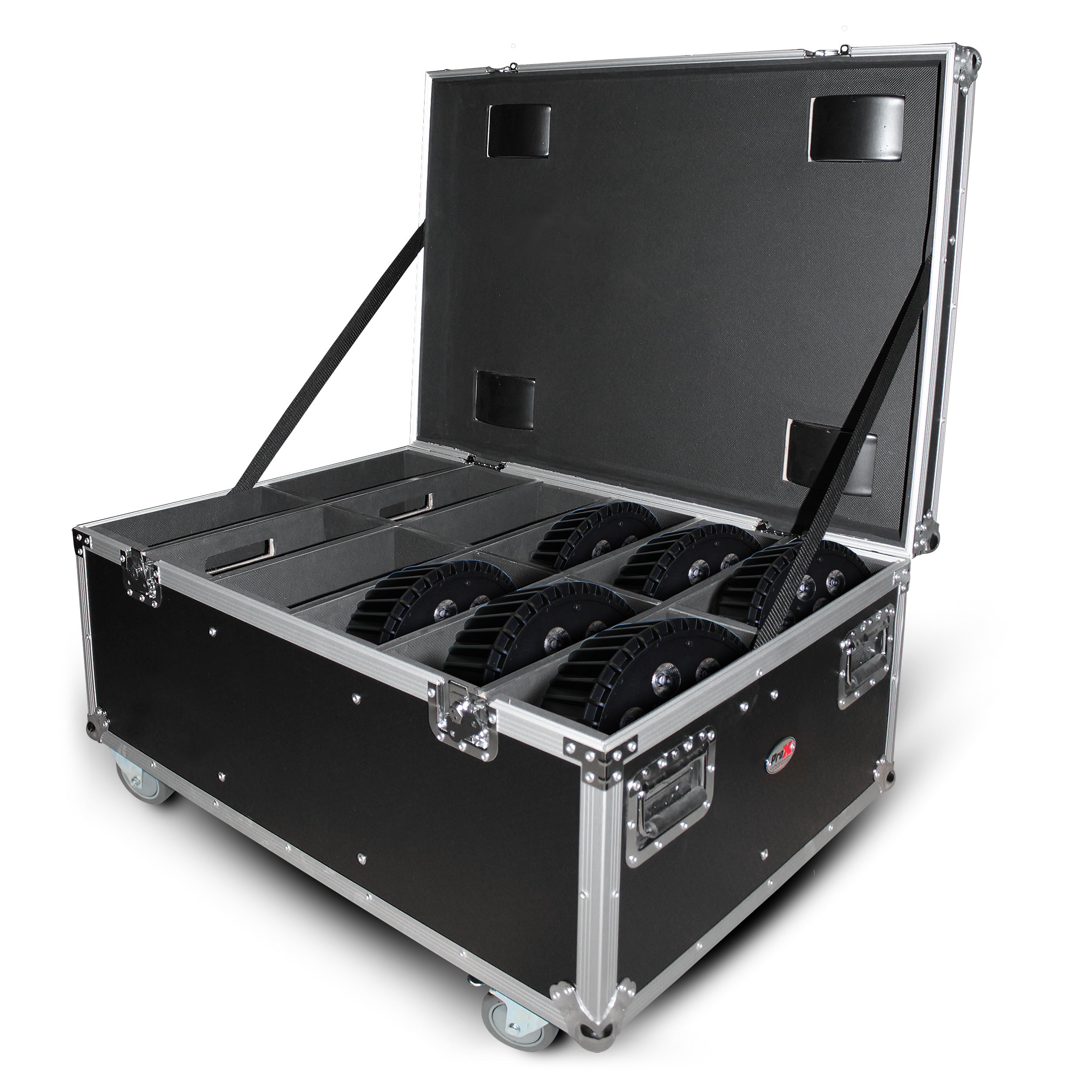 Par Can Universal Utility Case 4" Wheels Will Hold 6 of 12" x12"  Large or 12  of 12" x 5.5" Slim LED Par Lights