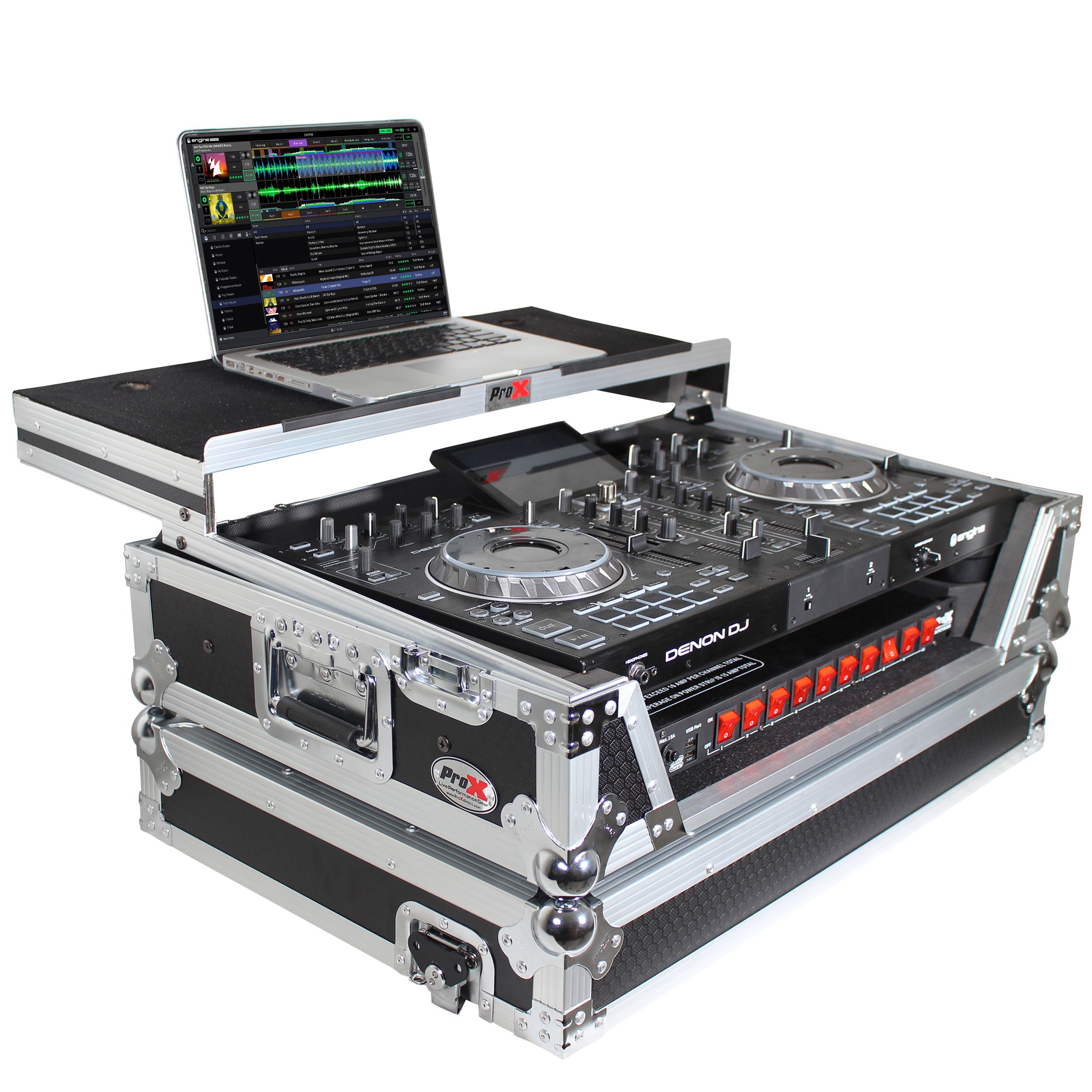 ATA Flight Case For Denon PRIME 2 DJ Controller with Laptop Shelf