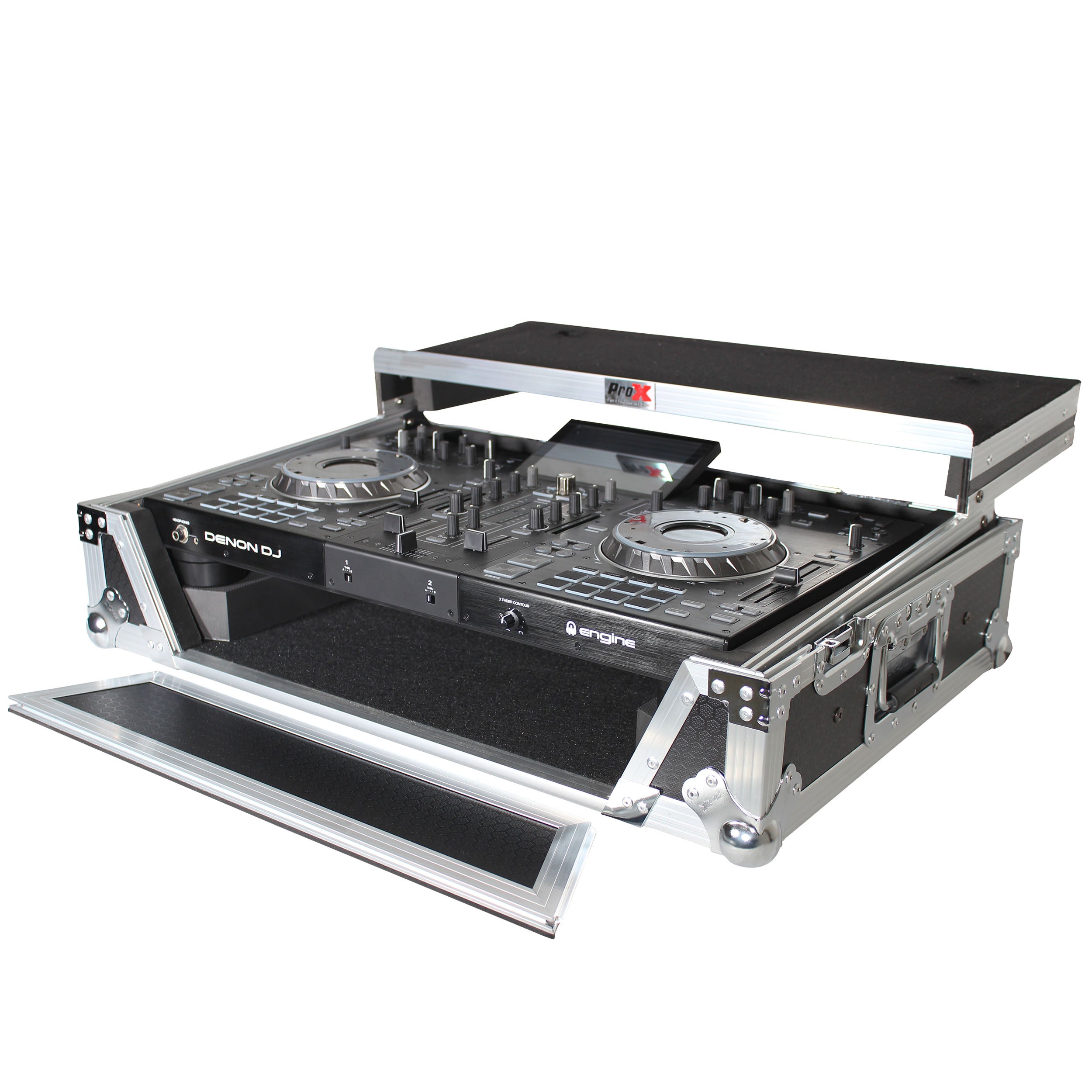 ATA Flight Case For Denon PRIME 2 DJ Controller with Laptop Shelf